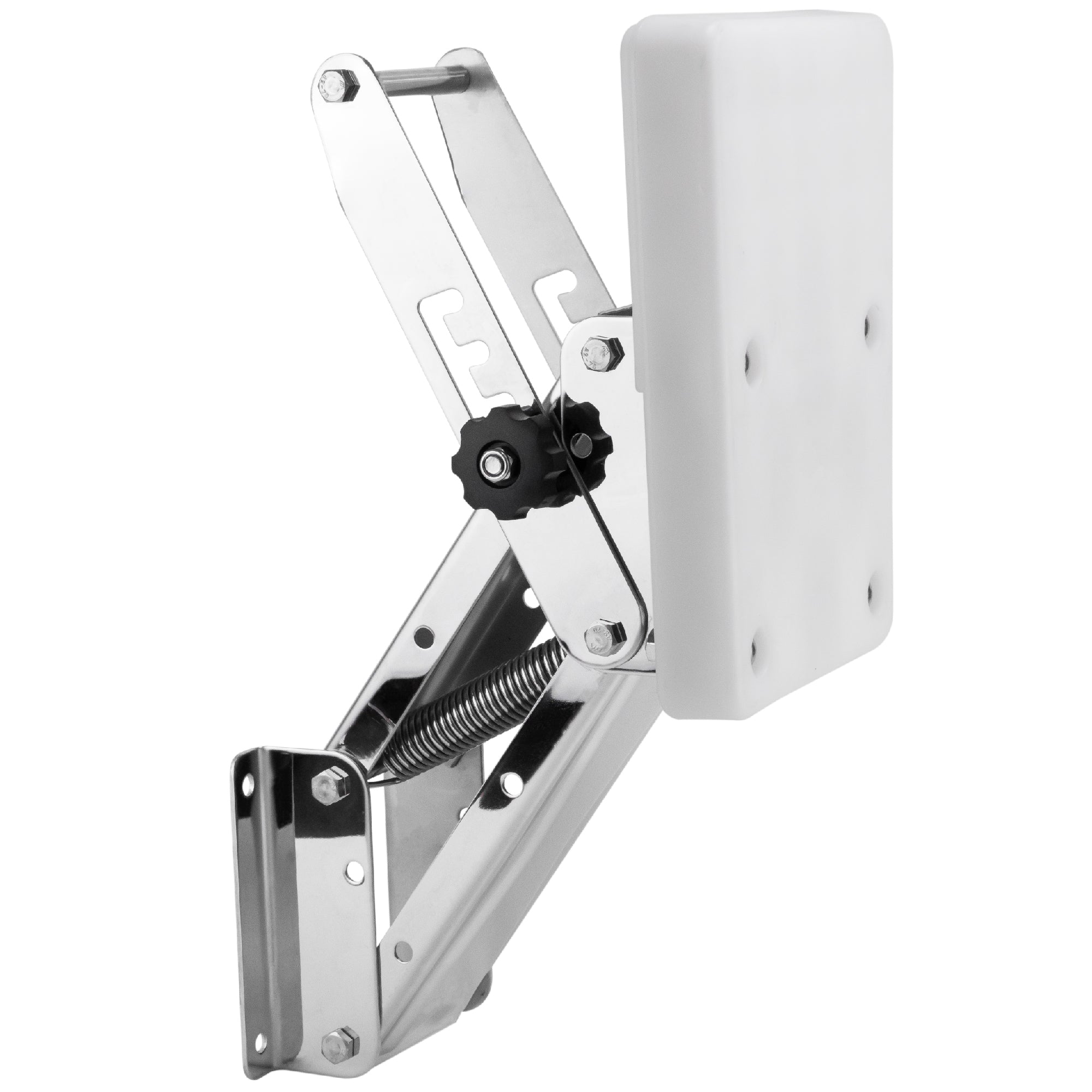 Adjustable Outboard Motor Bracket, Max. 25 Hp, Max. 130 Lb, 11-Inch of Travel, 316 Stainless Steel, White Board - FO4203