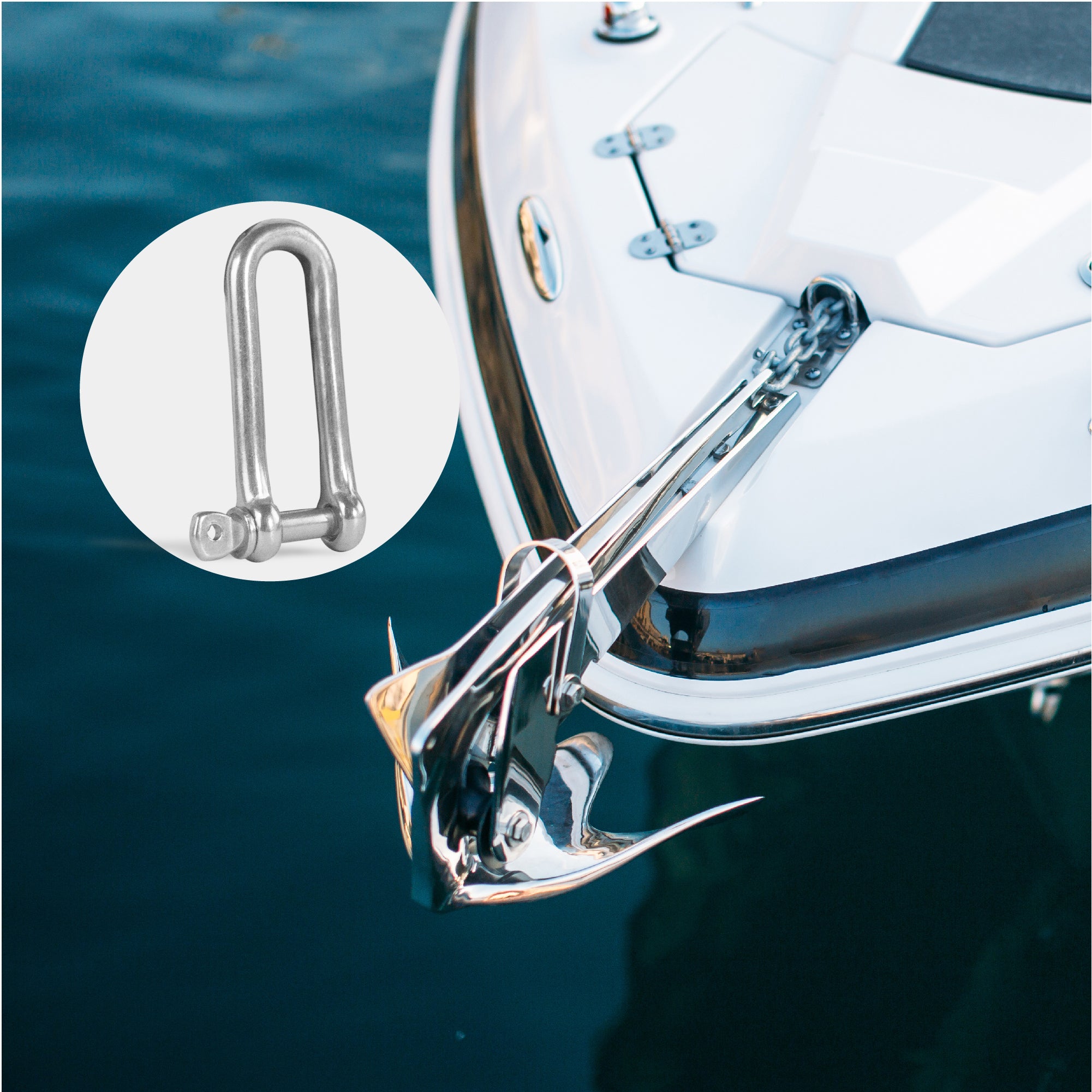 Pin Long D Shackles, 3/16" Stainless Steel - FO420 - Five Oceans