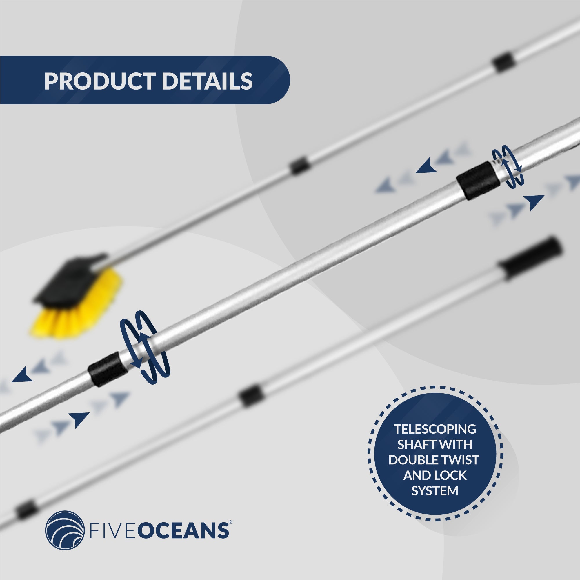 Five Oceans Deluxe Deck Kit w/ Brush, Mop, and Hook Fo-4264
