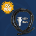 Value pack - Bilge Pump Plumbing Kit, 7' Black PVC Hose 3/4", 2 Hose Clamps, Thru-Hull Fitting, 6-pack - FO4329-M6 - Five Oceans