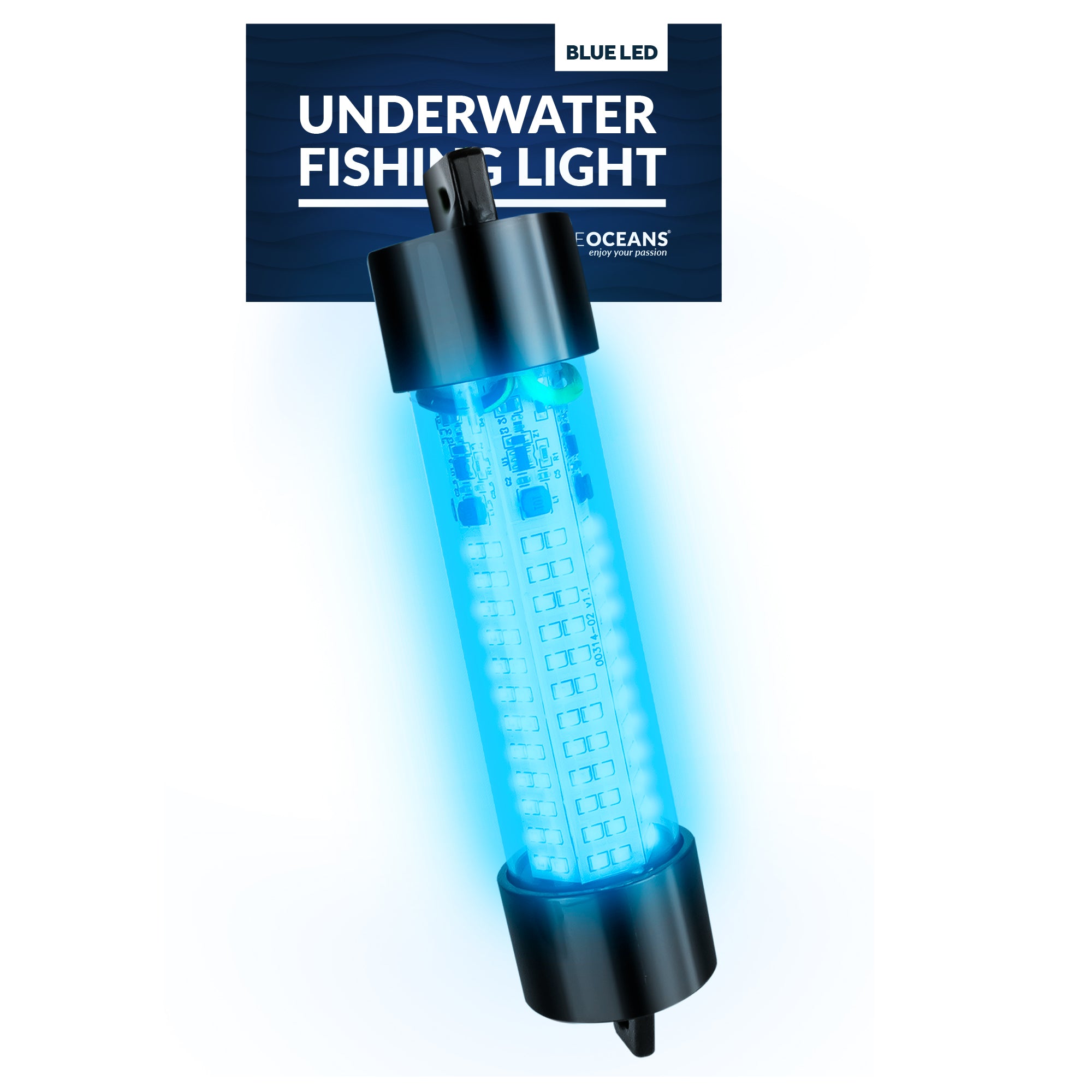 Underwater Fishing Light, Blue LED, 17' Power Cord, 10-30V - FO4388