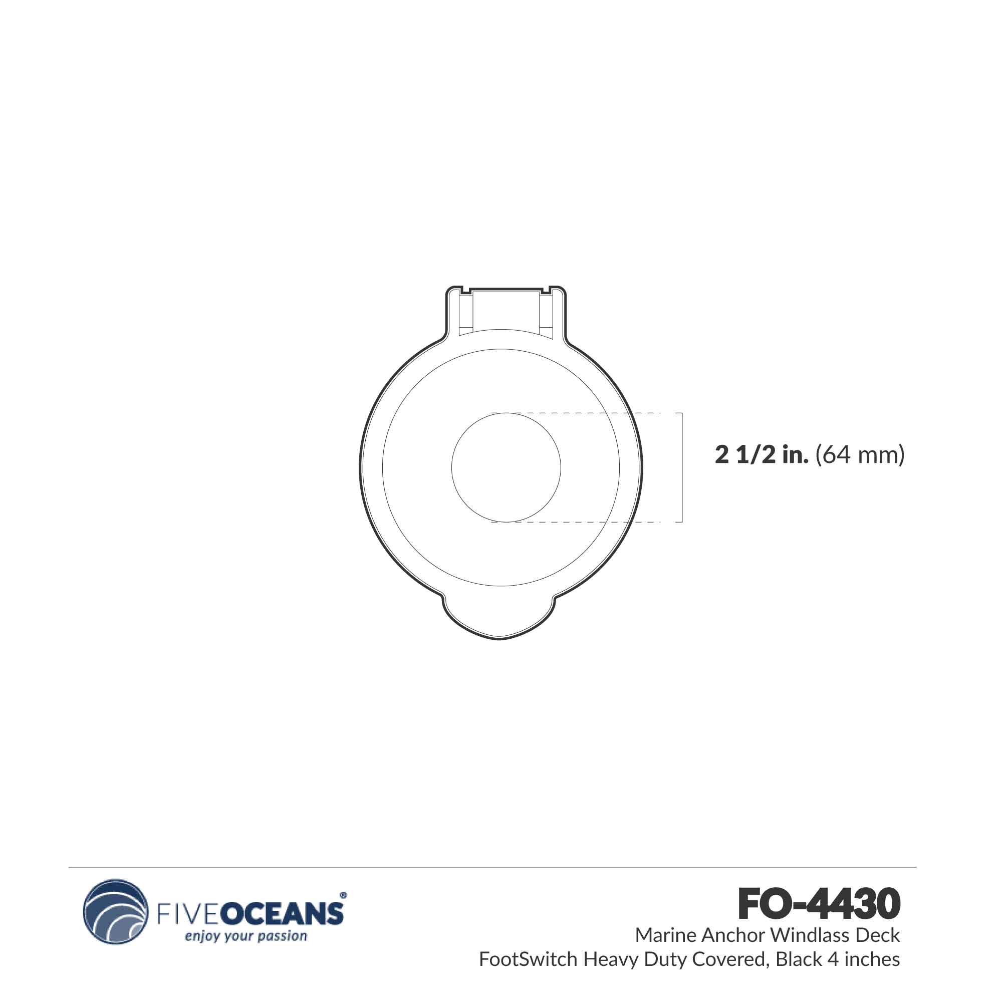 Heavy-Duty Windlass Up/Down Deck Foot Switch, 12V, 4" Diameter - FO4430-M2