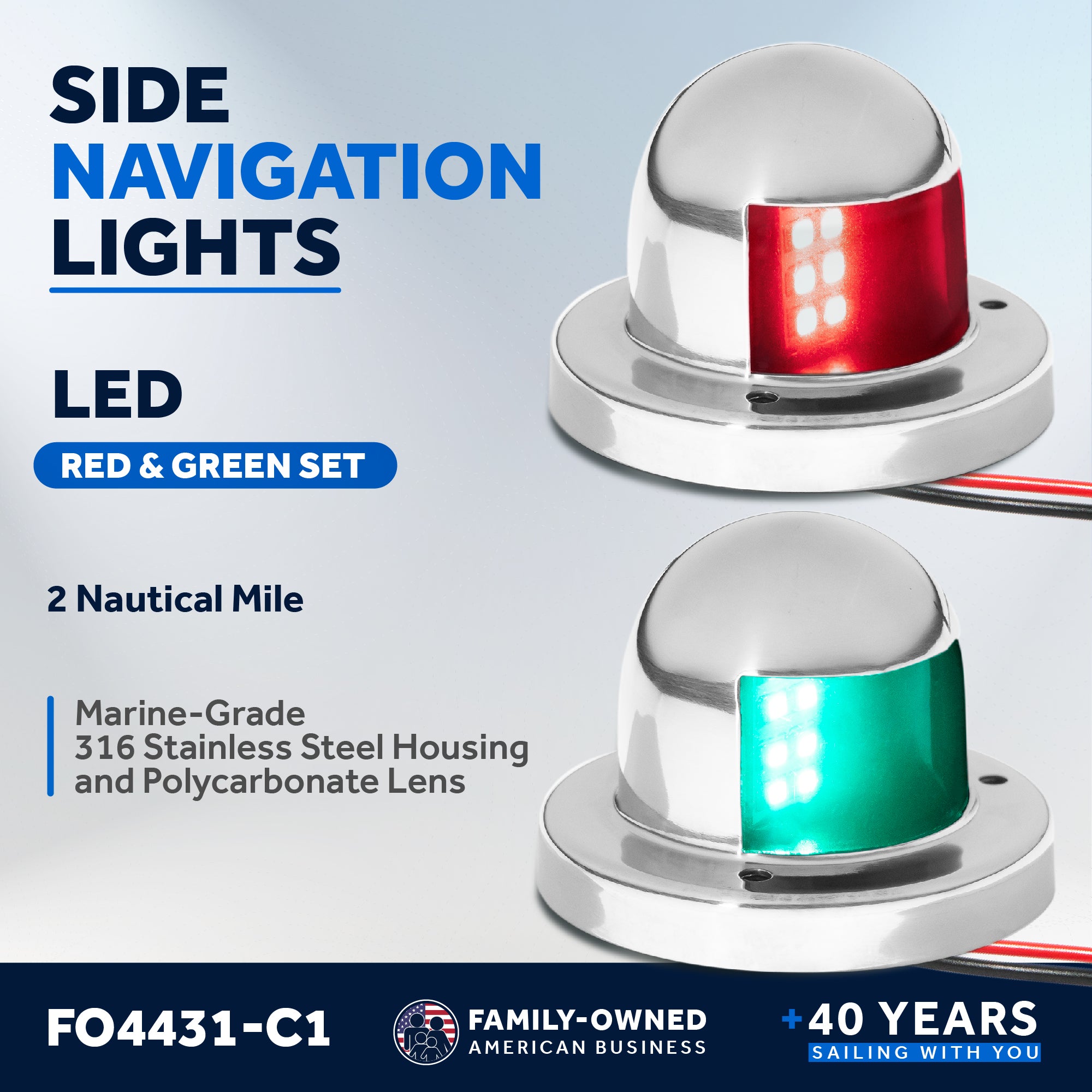 LED Bow Light set, Red and Green, Horizontal - FO4431-C1