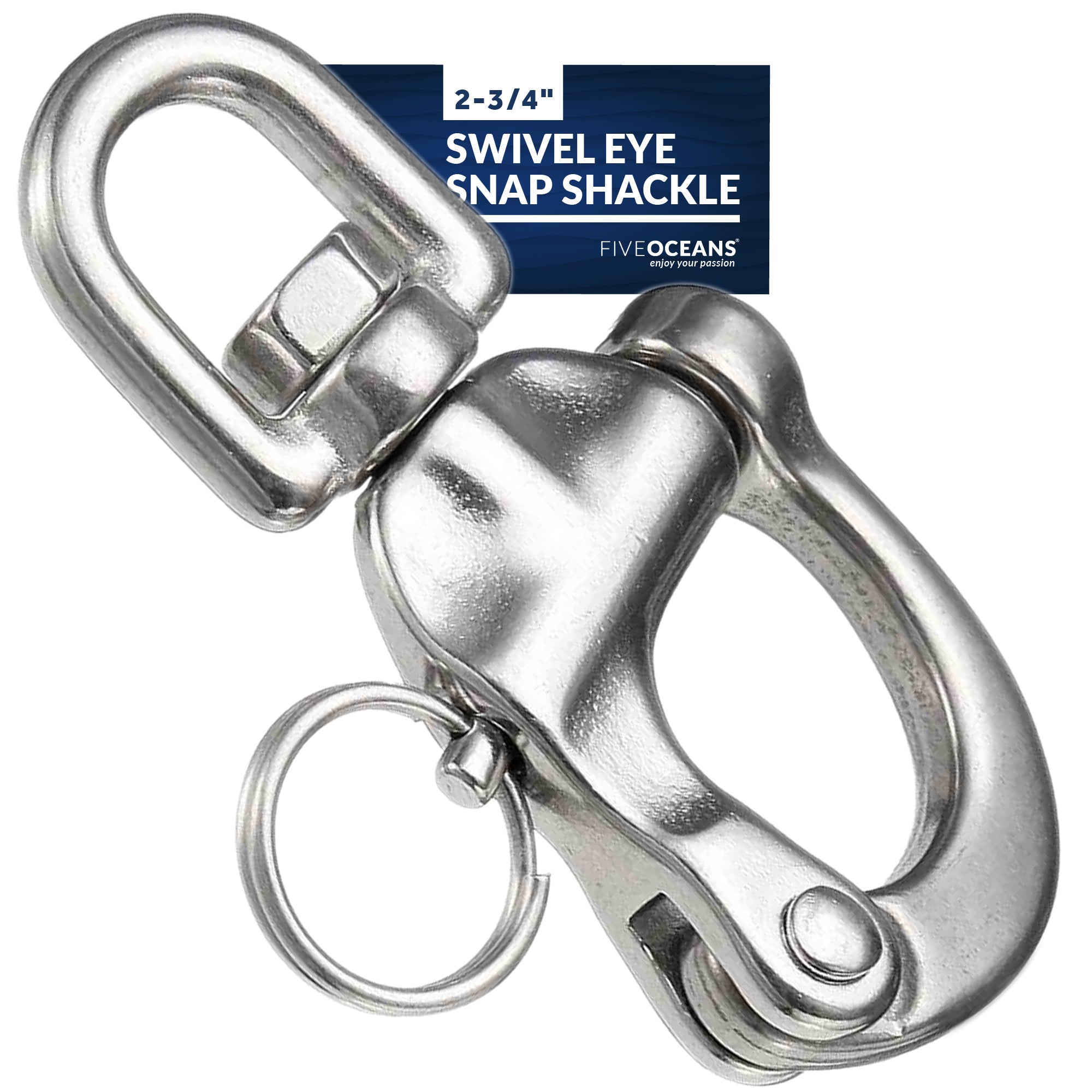 Swivel Eye Snap Shackle Quick Release Bail Rigging, 2 3/4" Stainless Steel - FO443