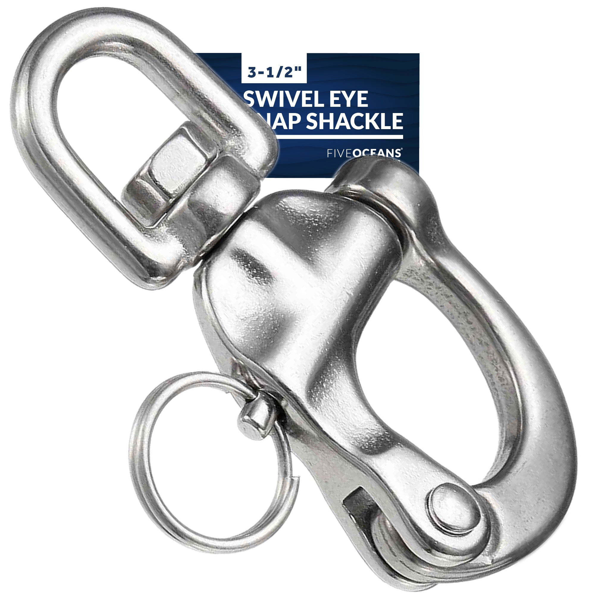 Swivel Eye Snap Shackle Quick Release Bail Rigging, 3 1/2" Stainless Steel - FO444