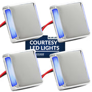 LED Courtesy Companion Way Light, Square, Blue, 4-Pack - FO4456-M4 - Five Oceans