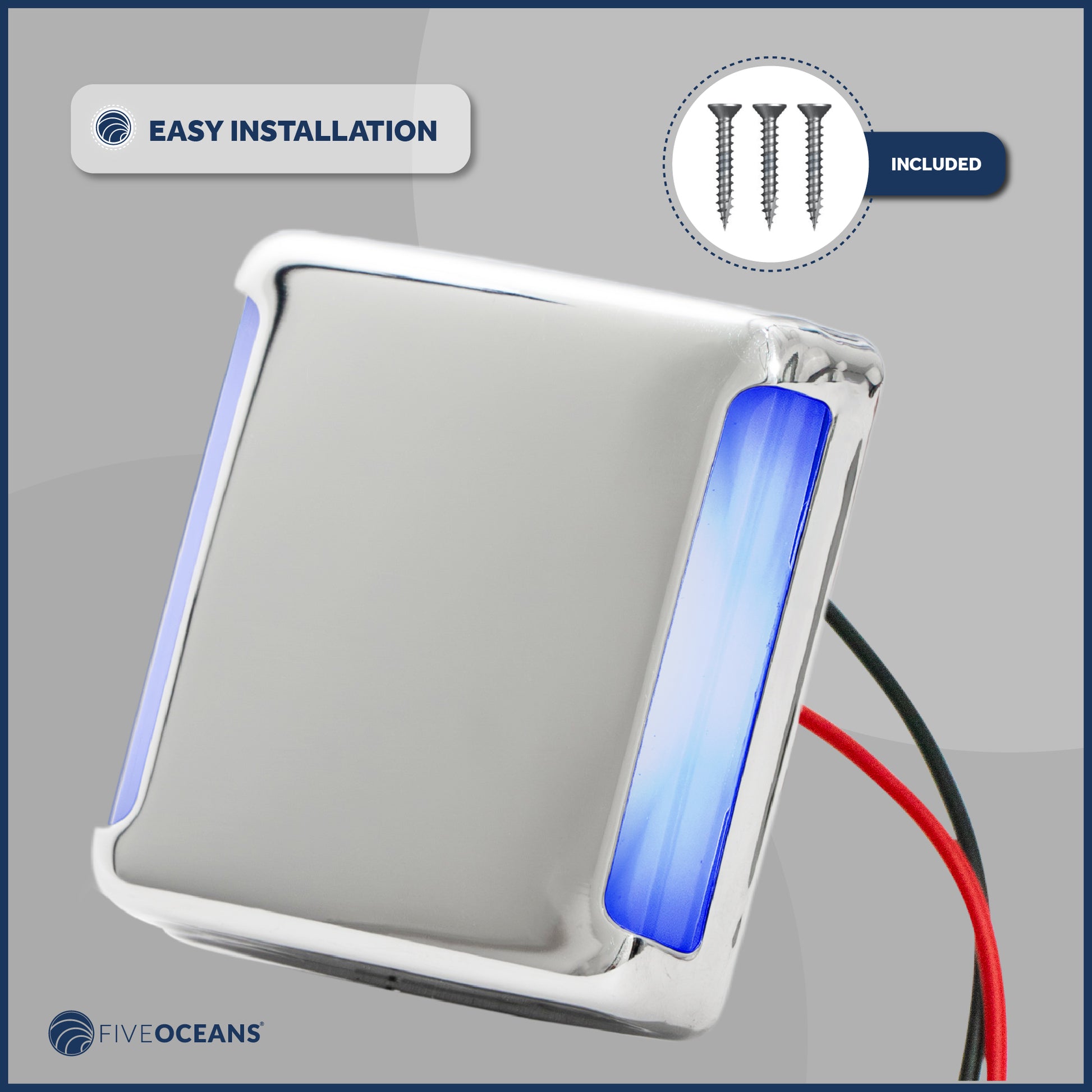 LED Courtesy Companion Way Light, Square, Blue, 4-Pack - FO4456-M4 - Five Oceans