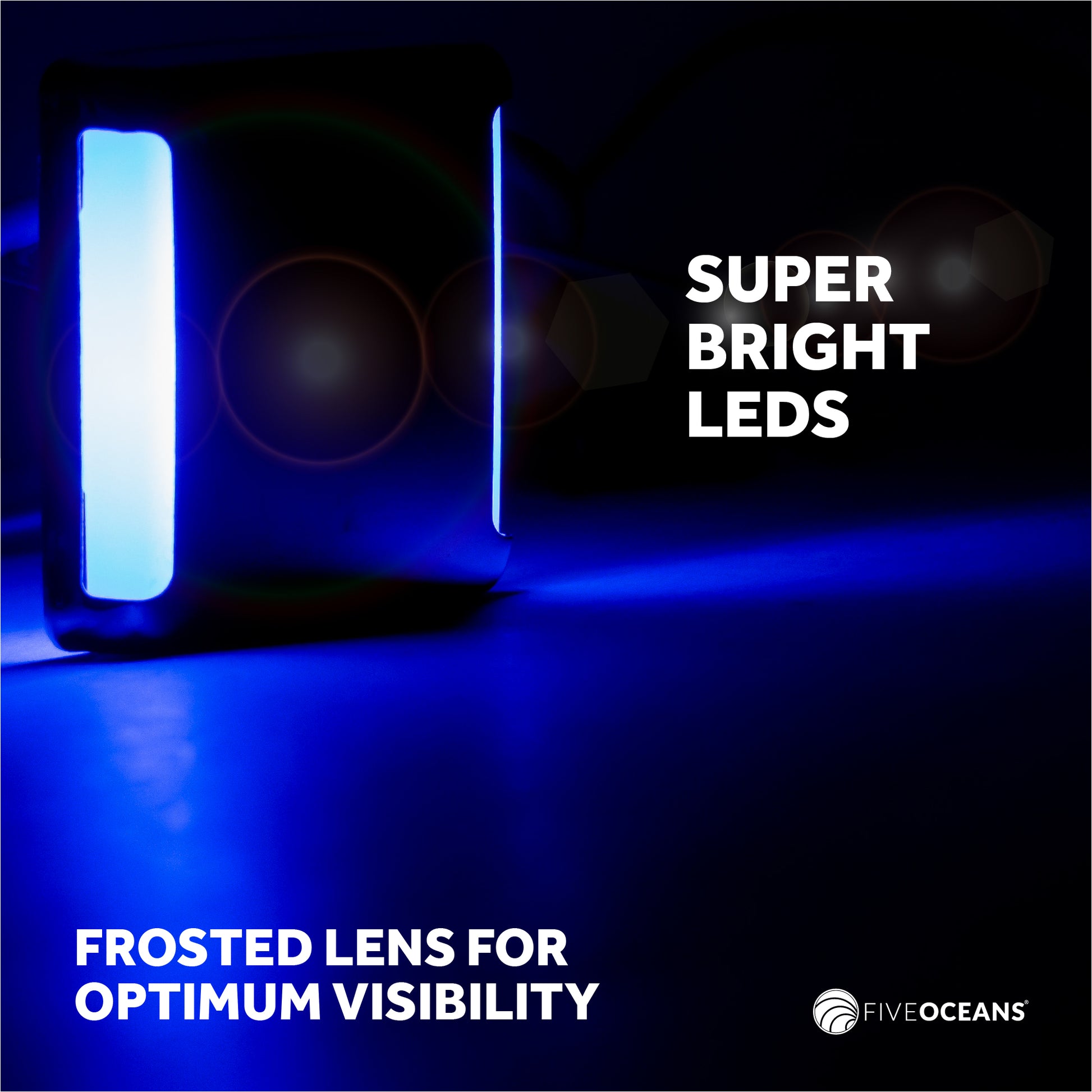 LED Courtesy Companion Way Light, Square, Blue, 4-Pack - FO4456-M4 - Five Oceans