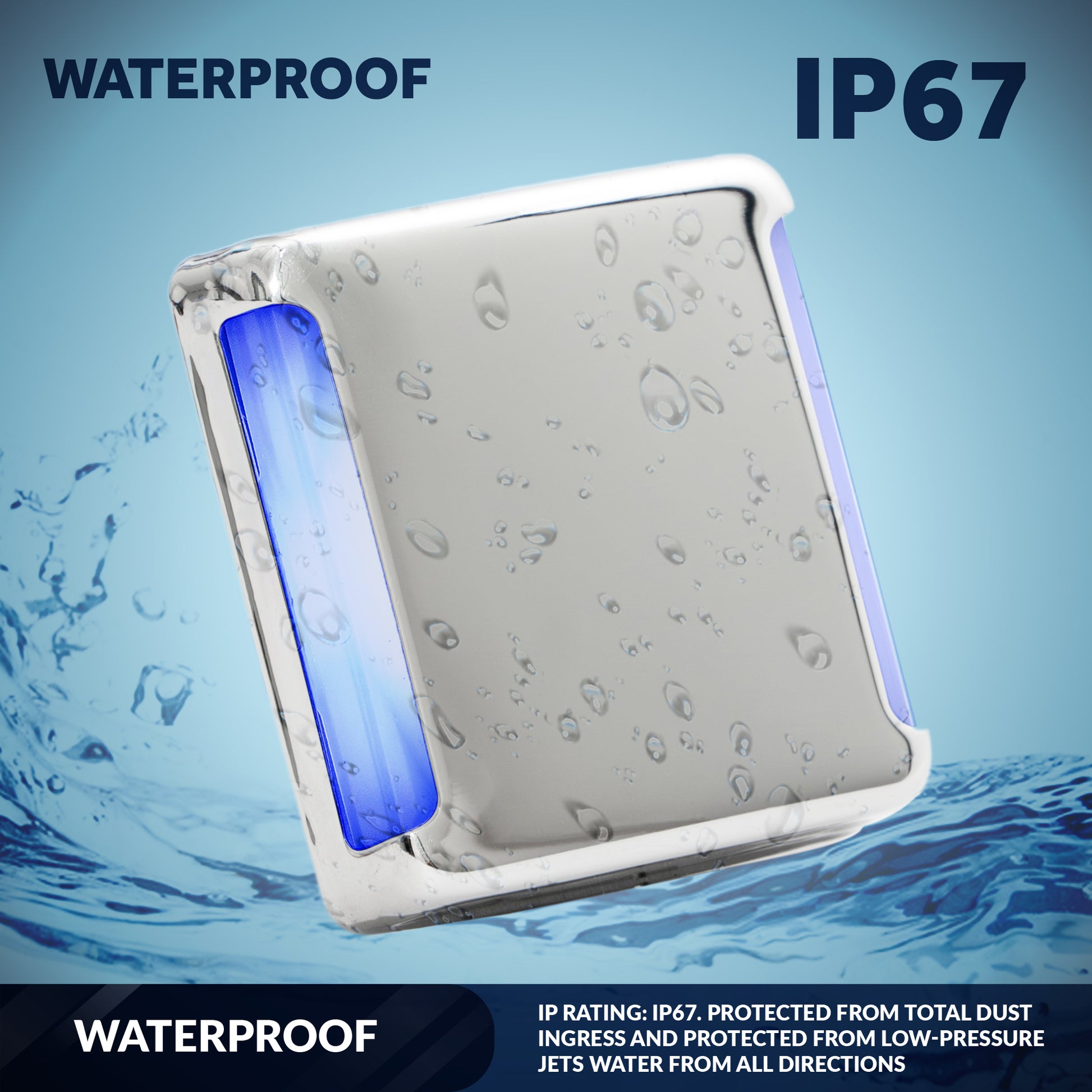 LED Courtesy Companion Way Light, Square, Blue, 4-Pack - FO4456-M4 - Five Oceans