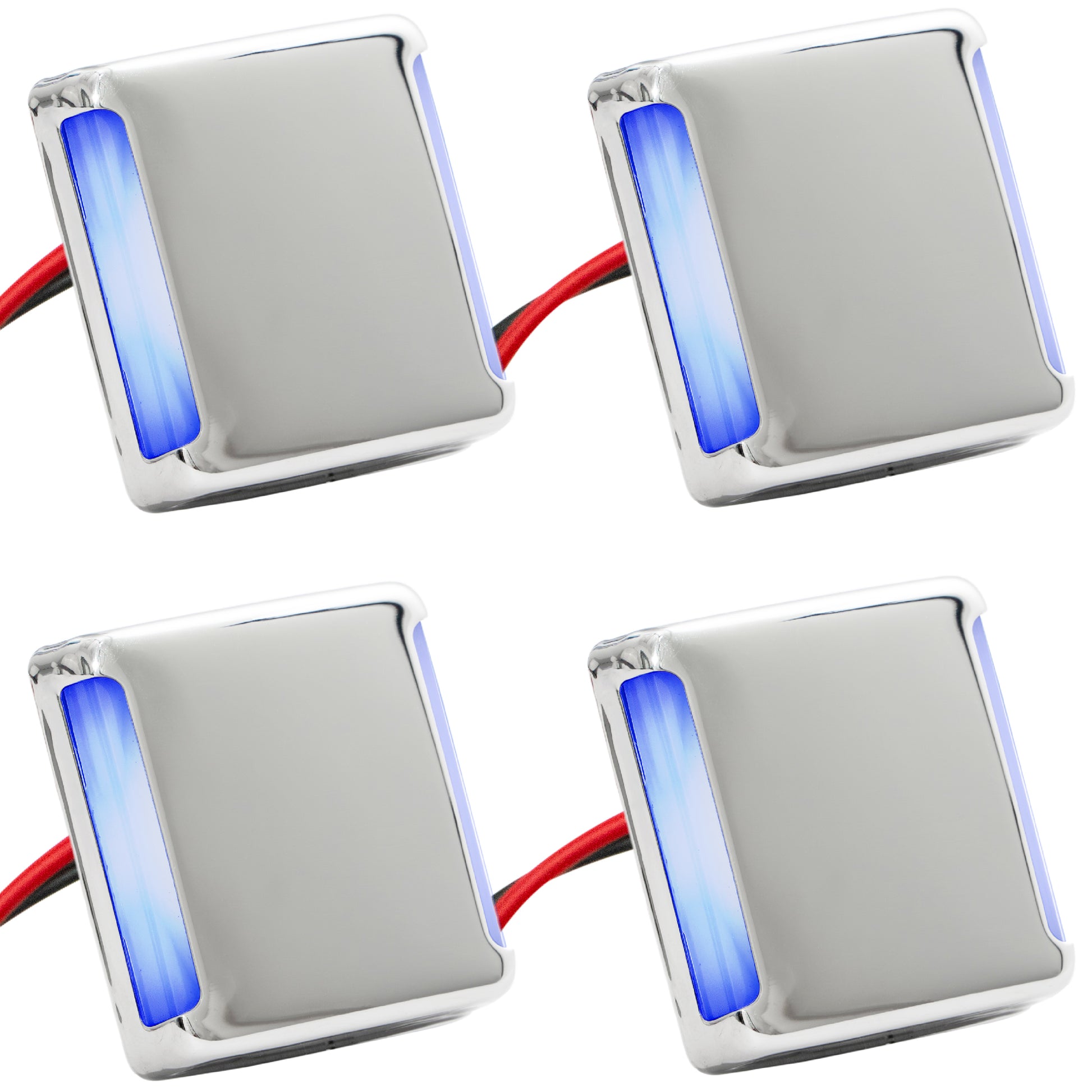 LED Courtesy Companion Way Light, Square, Blue, 4-Pack - FO4456-M4 - Five Oceans