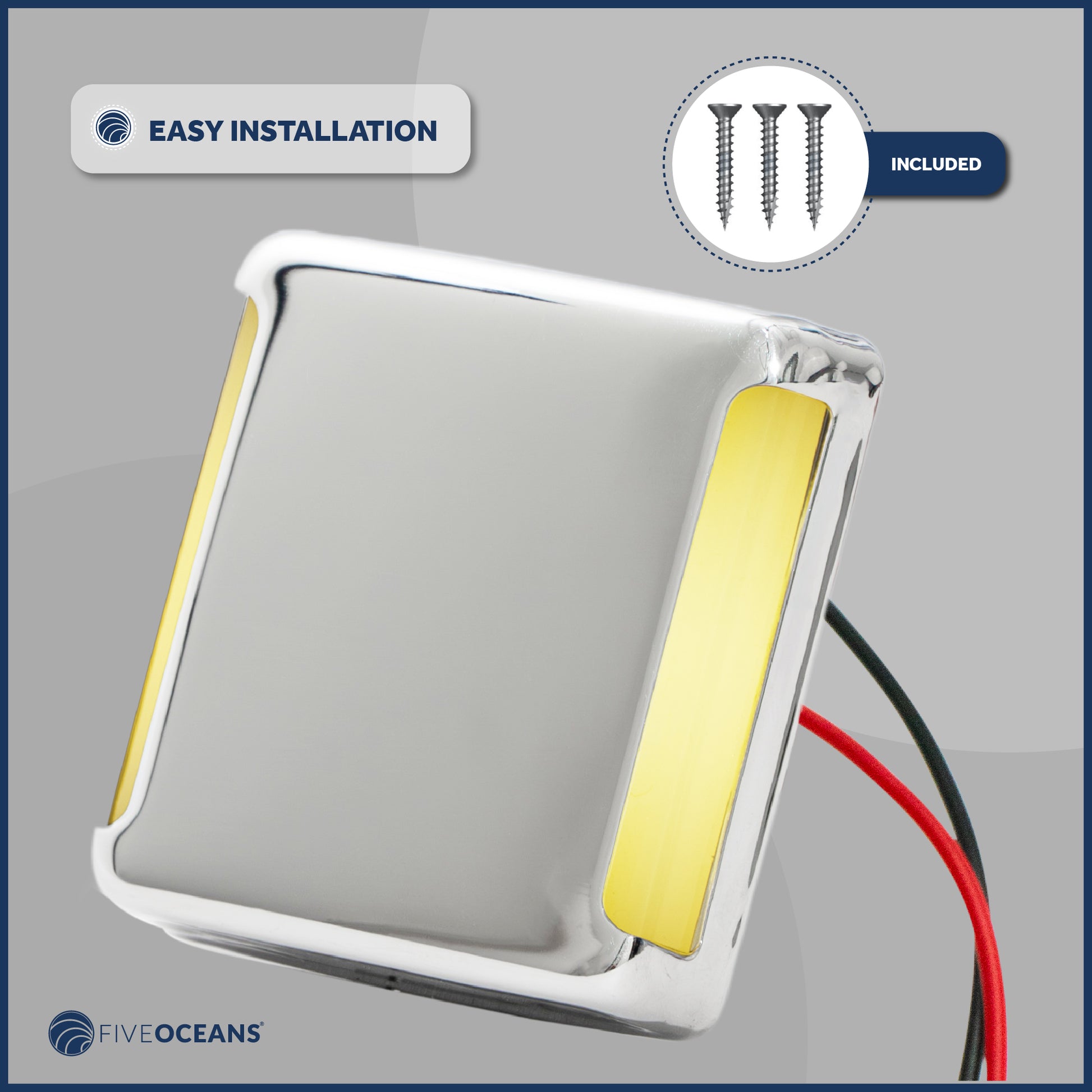 LED Courtesy Companion Way Light, Square, Warm White, 2-Pack - FO4457-M2 - Five Oceans