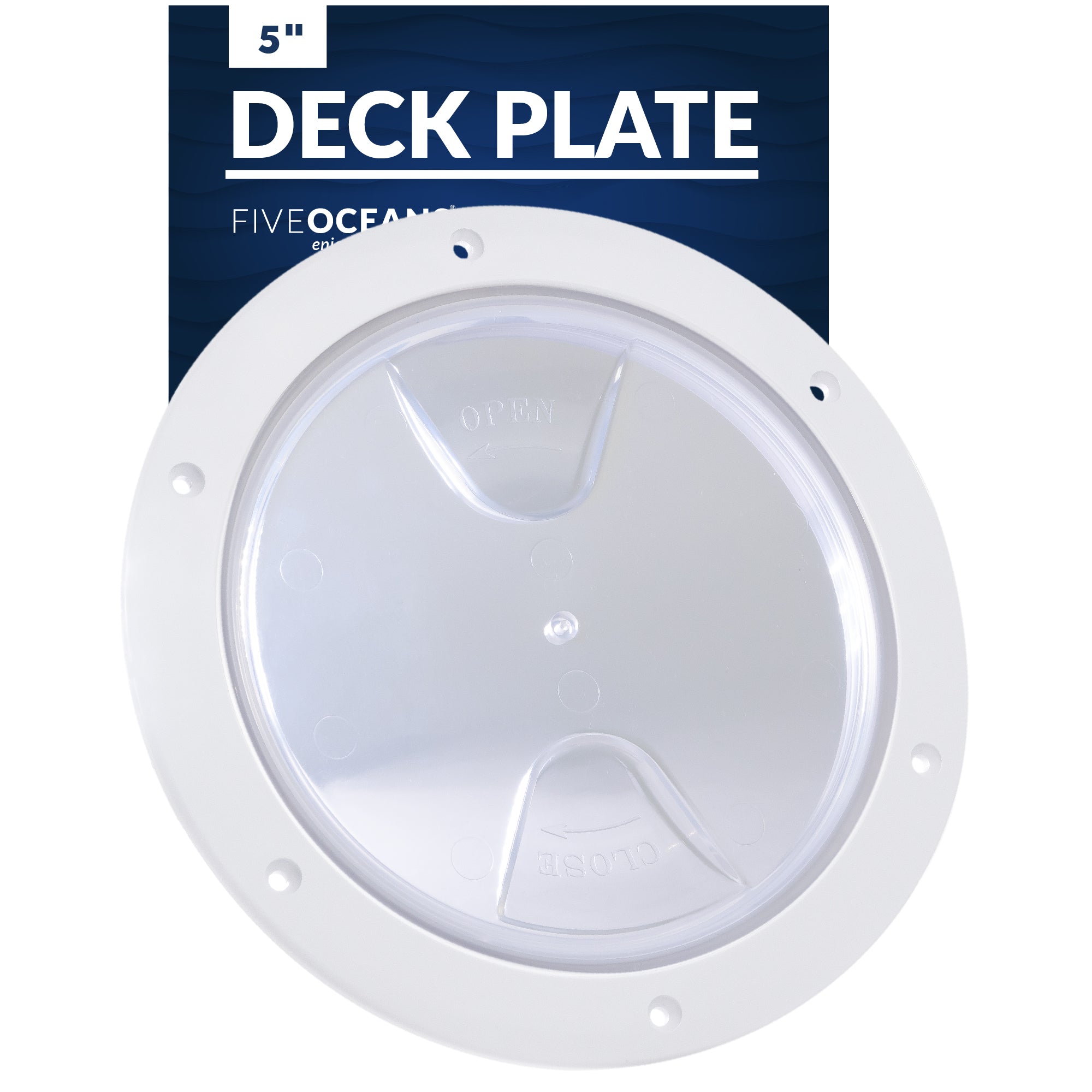 5" Deck Plate, Round White with Clear Lid - FO4464