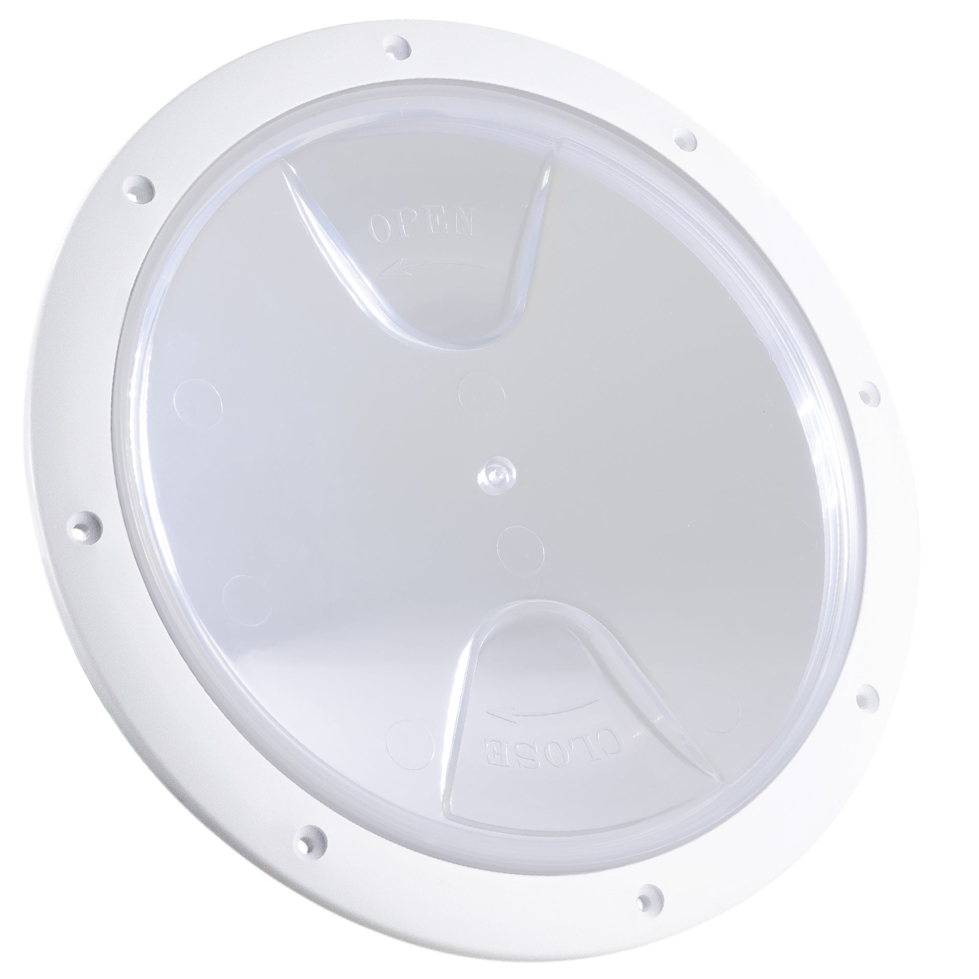 8" Deck Plate, Round White with Clear Lid - FO4466
