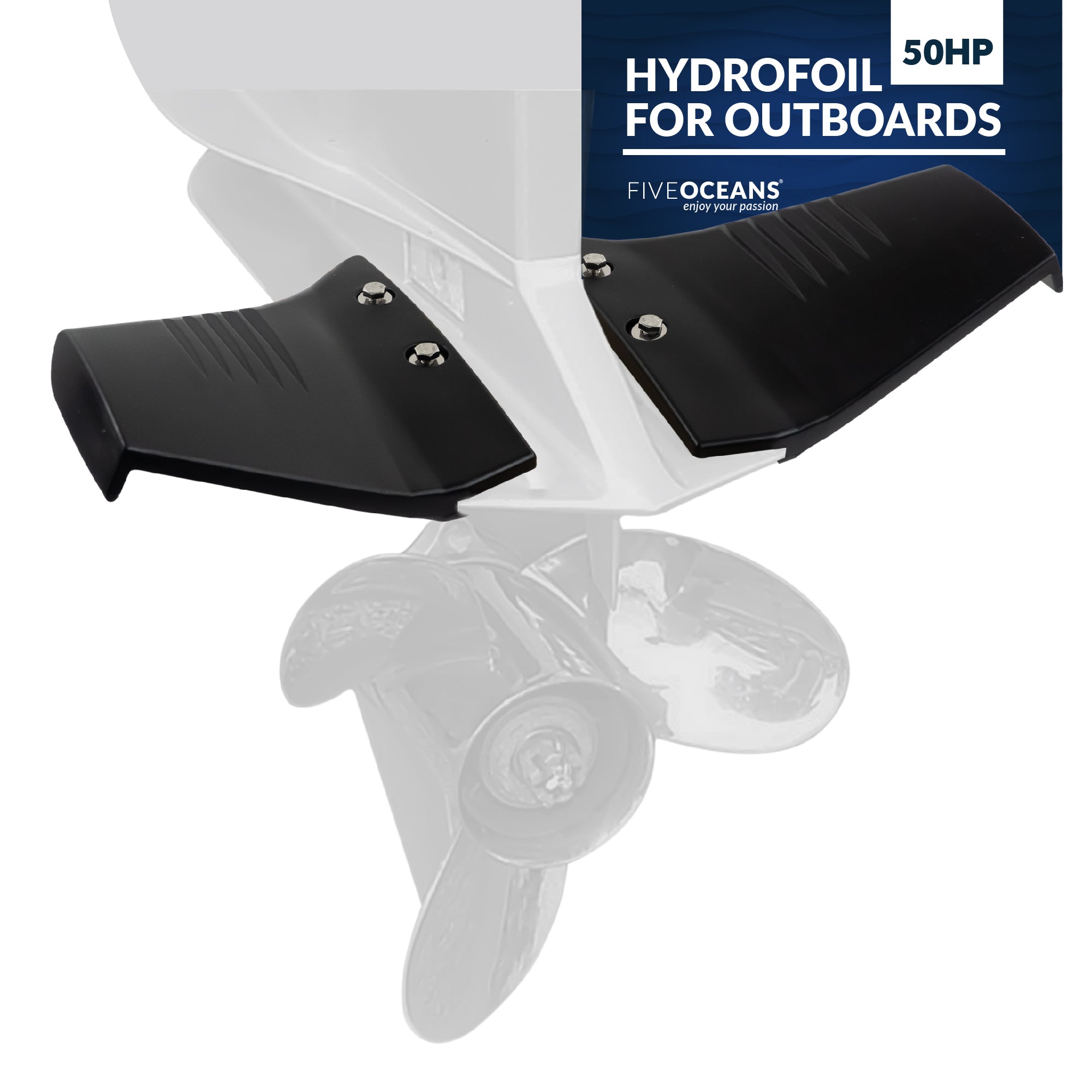 Hydrofoil for Outboards Up to 50HP, Hydro-Stabilizer Fins, Black - FO4470
