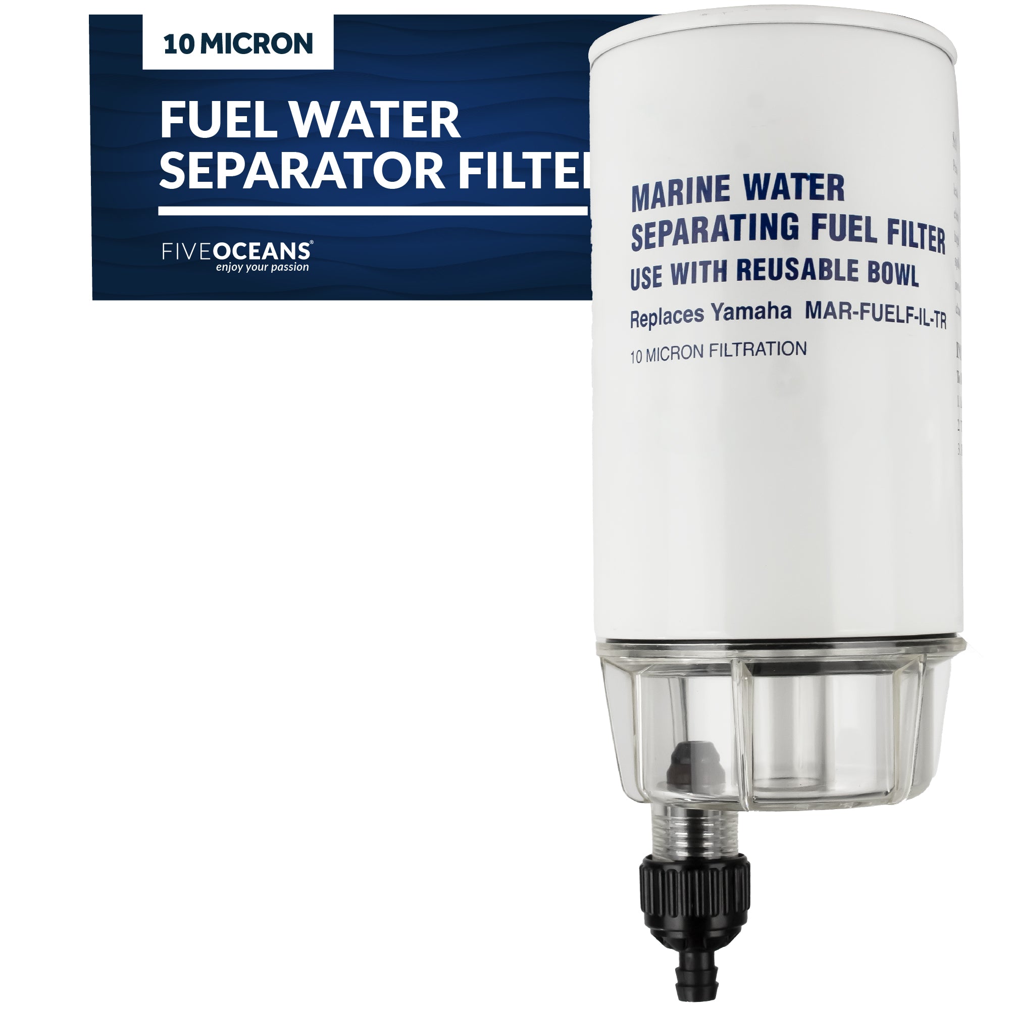 Fuel Water Separator Filter with See-Thru Bowl, Thread Diameter 11/16", 3/8" Barb - FO4471