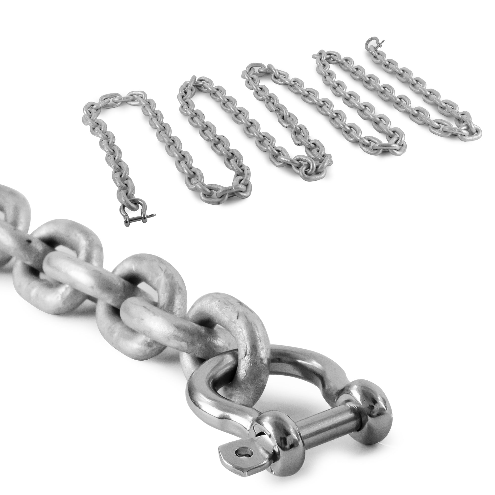 Boat Anchor Lead Chain with Shackles, 1/4" x 10', HTG4 Galvanized Steel - FO4489-G10 - Five Oceans