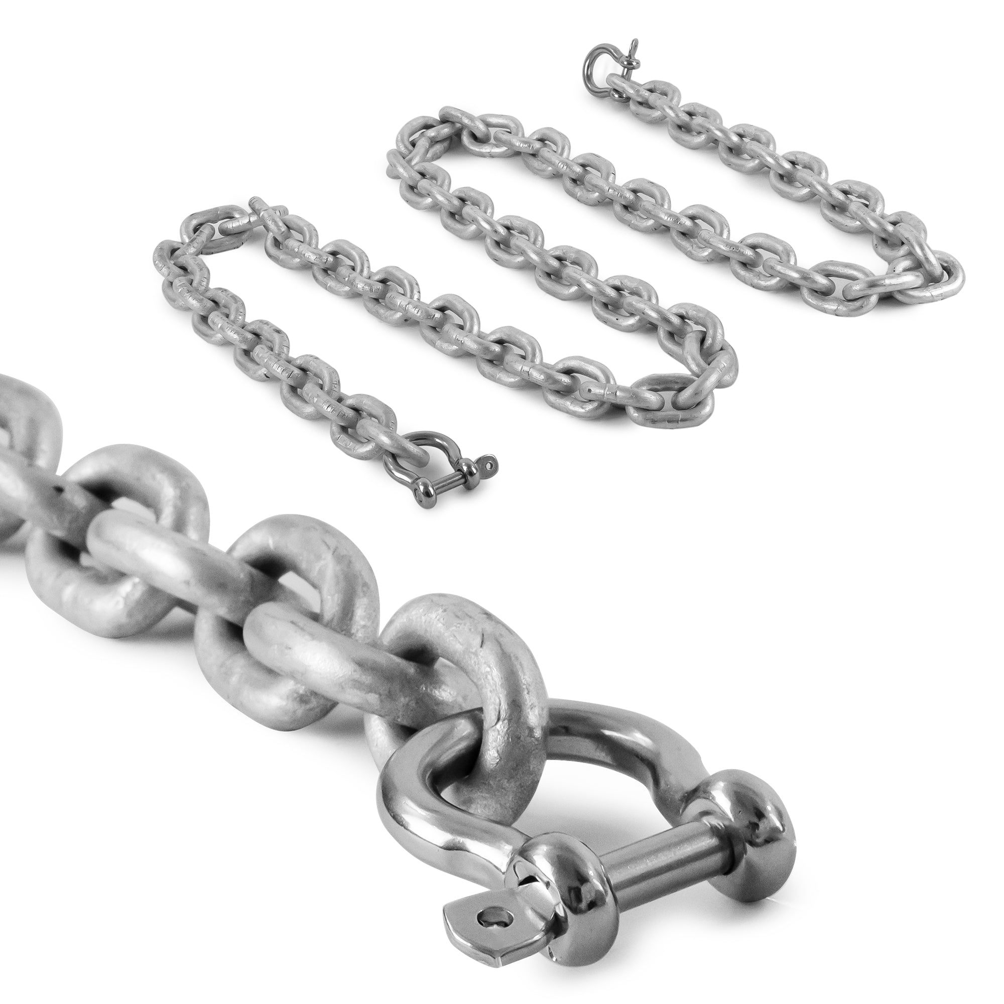Boat Anchor Lead Chain with Shackles,  1/4" x 5', HTG4 Galvanized Steel - FO4489-G5 - Five Oceans