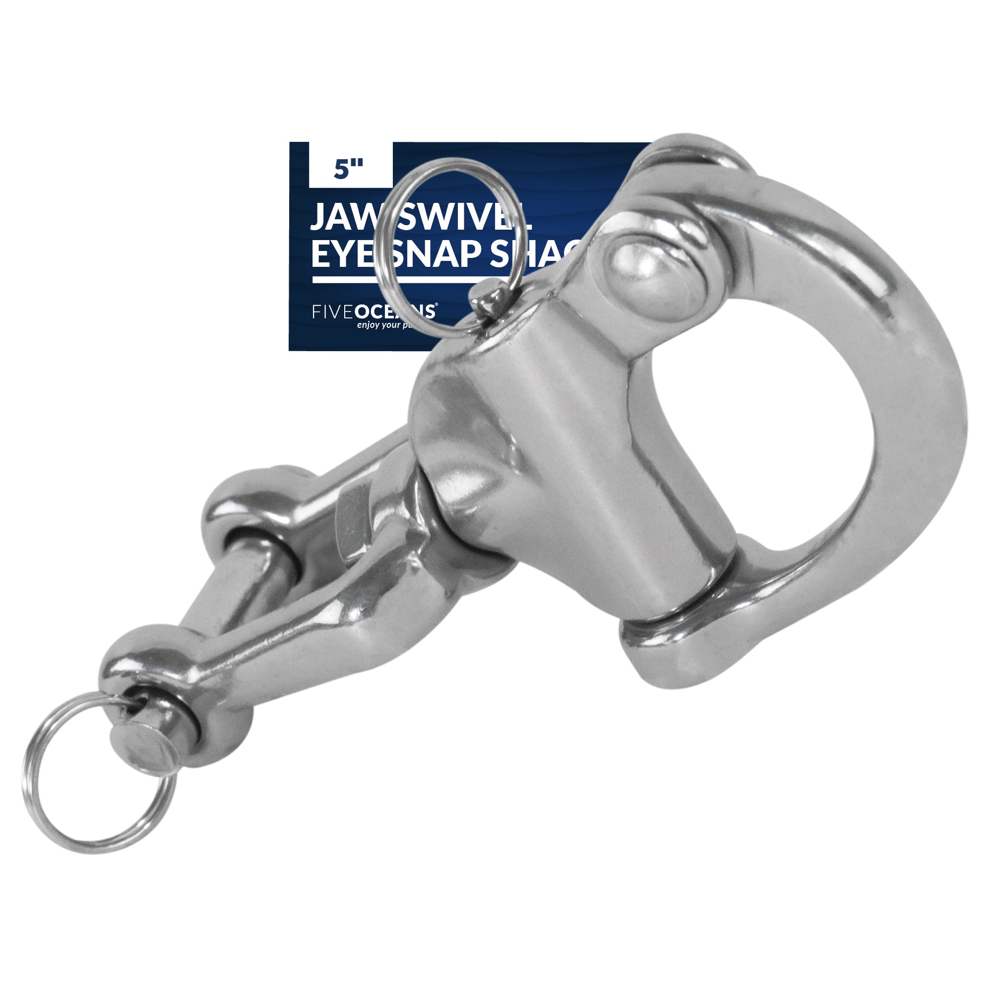 Jaw Swivel Eye Snap Shackle, 5" Stainless Steel - FO448