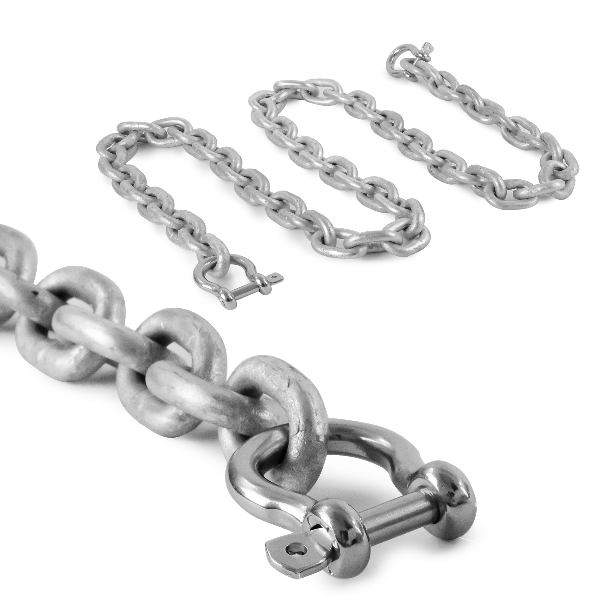 Boat Anchor Lead Chain with Shackles,  5/16" x 5', HTG4 Galvanized Steel - FO4490-G5 - Five Oceans