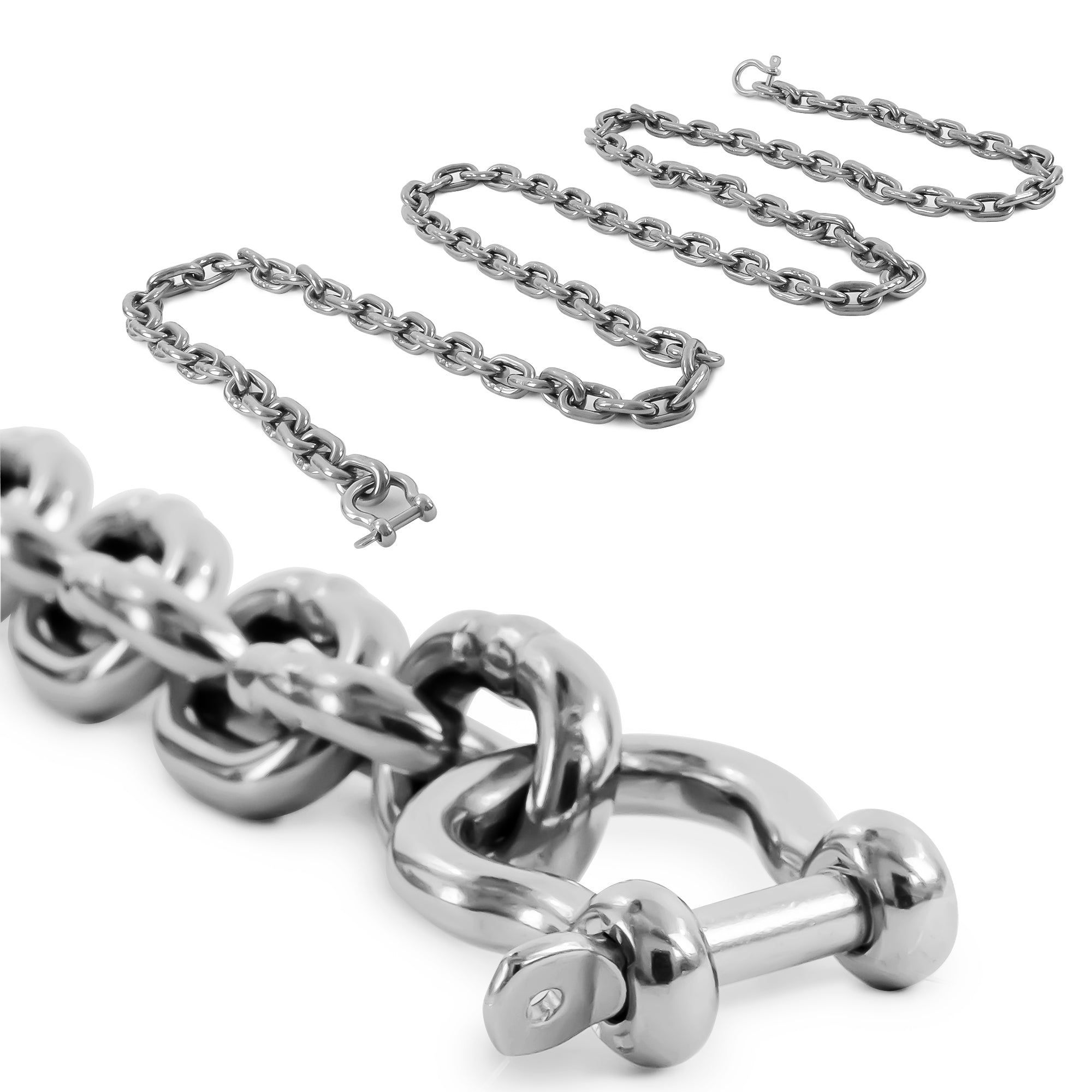 Boat Anchor Lead Chain with Shackles, 1/4" x 10', HTG4 Stainless Steel - FO4492-S10 - Five Oceans