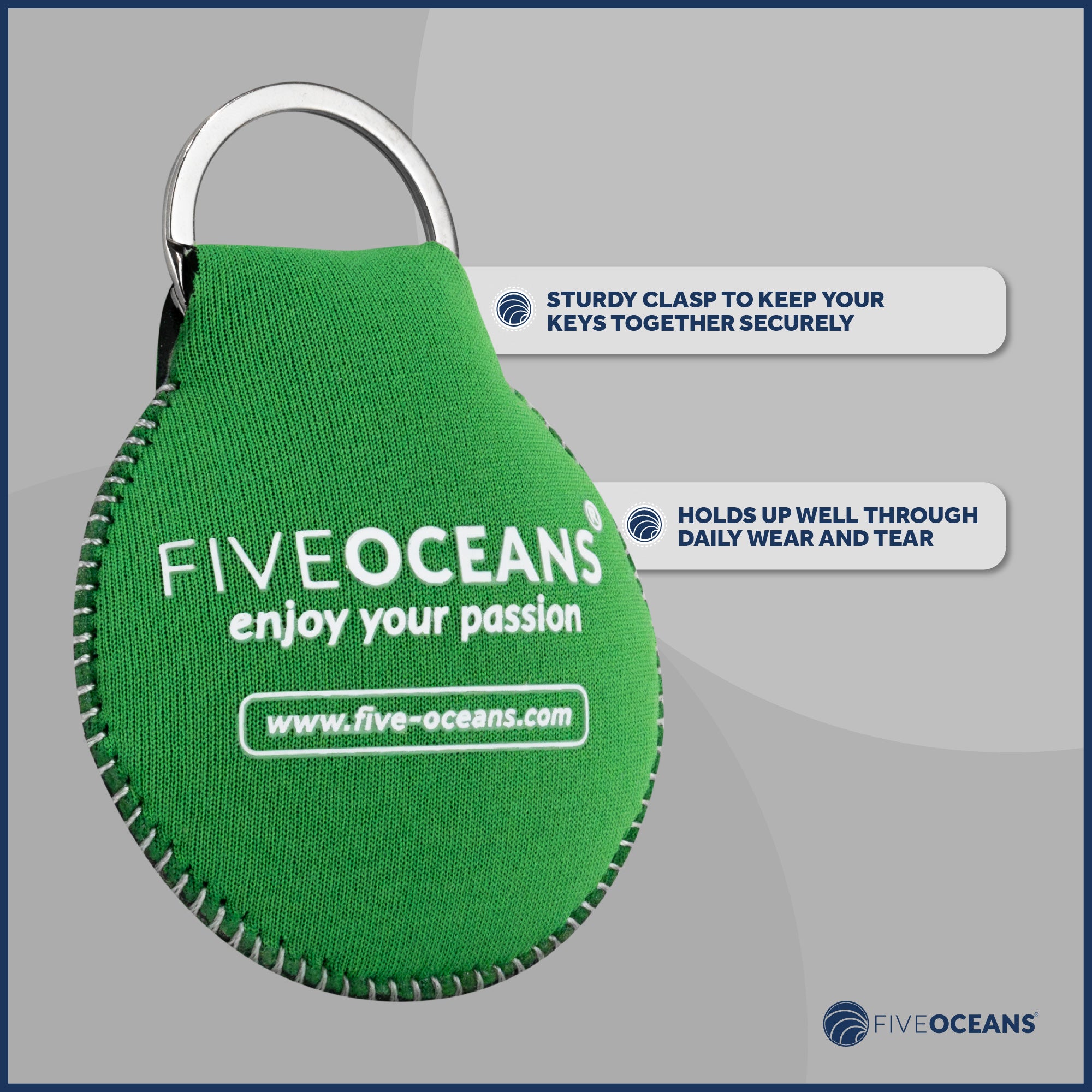 Floating Neoprene Keychain, Green - FO4495-G - Five Oceans