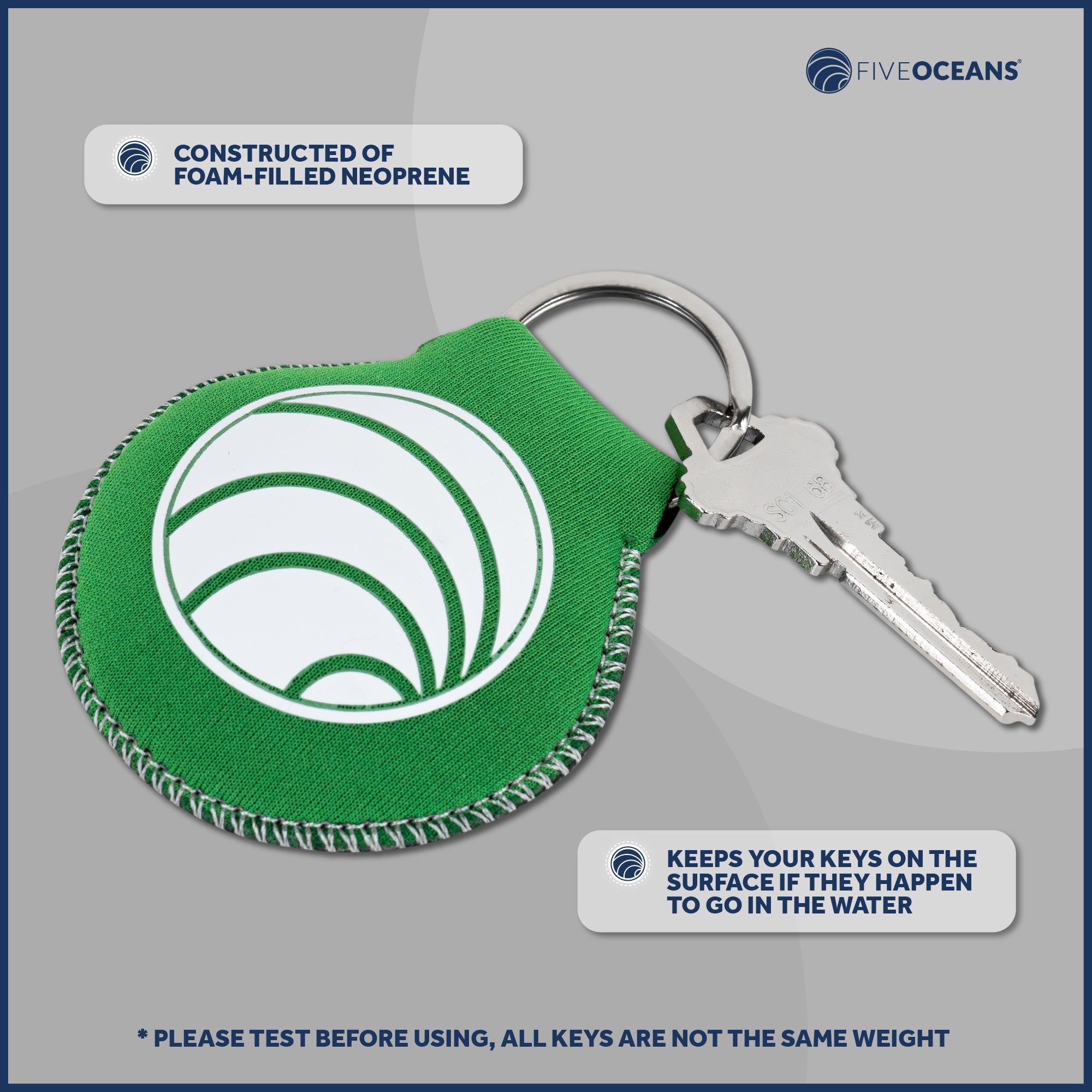 Floating Neoprene Keychain, Green - FO4495-G