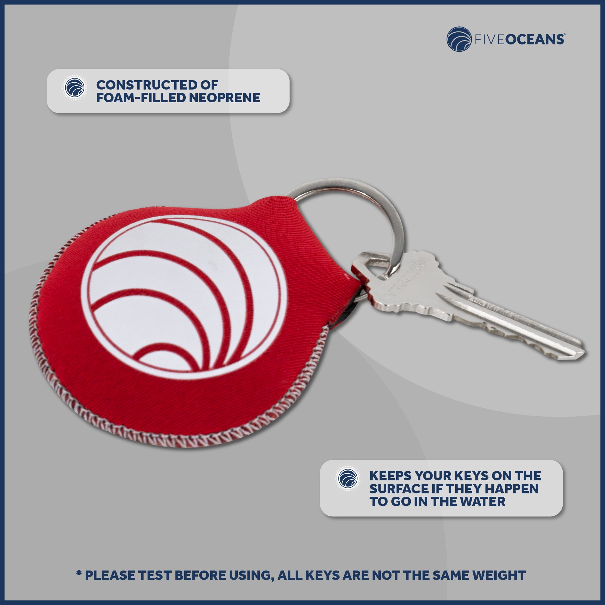 Floating Neoprene Keychain, Red - FO4495-R