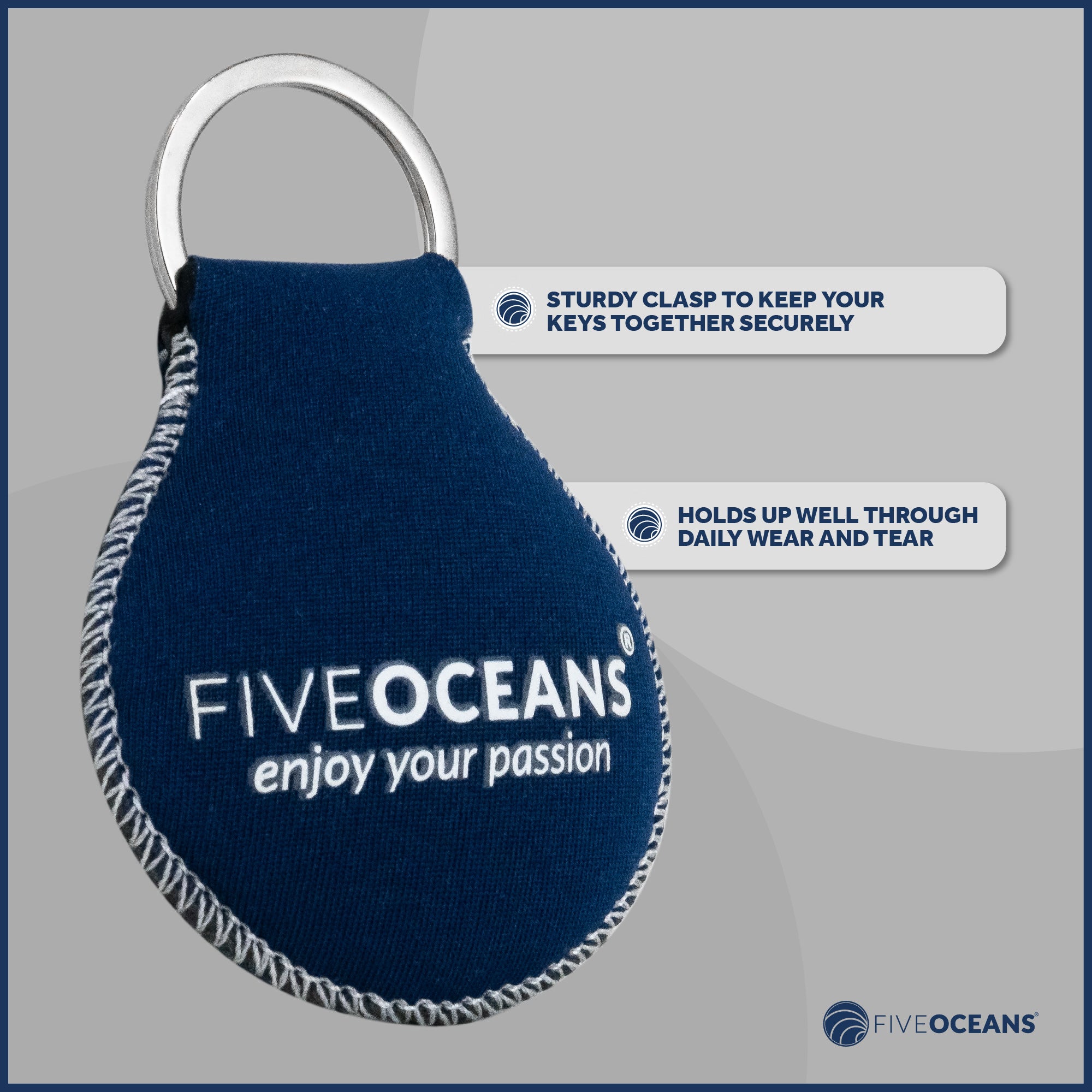 Floating Neoprene Keychain, Navy Blue - FO4495 - Five Oceans