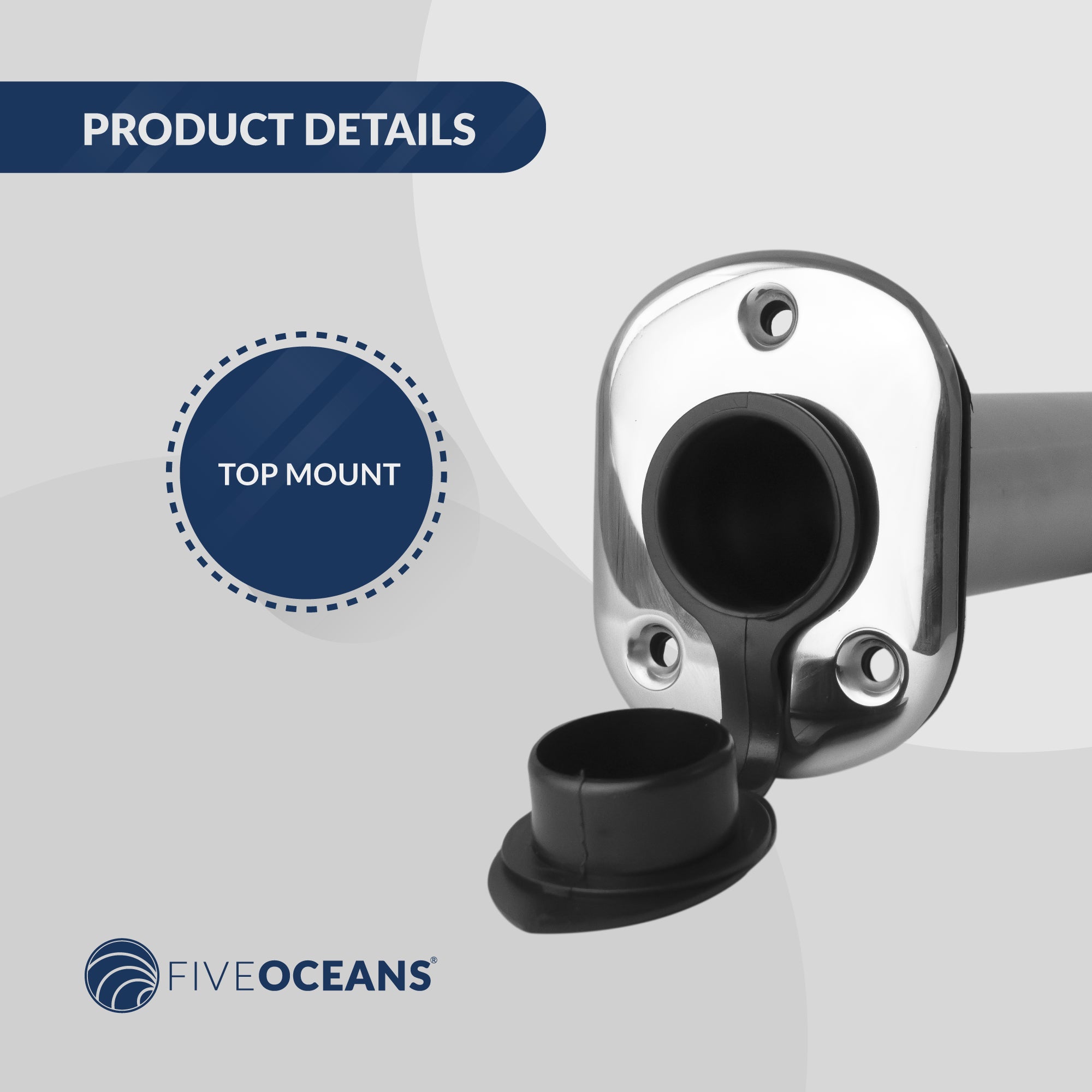 Fishing Rod Holder, 90-Degree Top Flange, Stainless Steel 2-Pack - FO4498-M2 - Five Oceans
