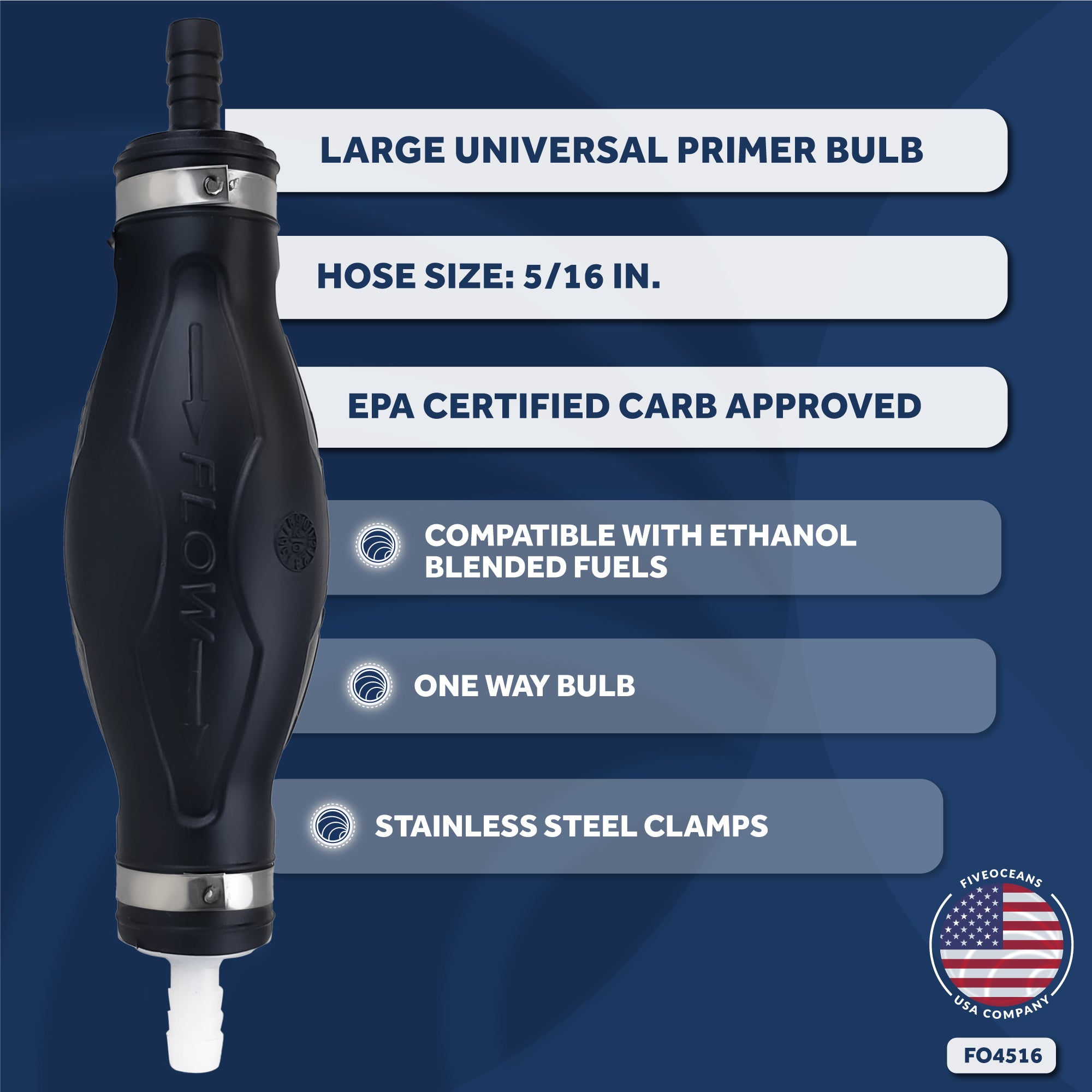 Fuel Primer Bulb, 5/16", Large EPA/CARB Approved, - FO4516