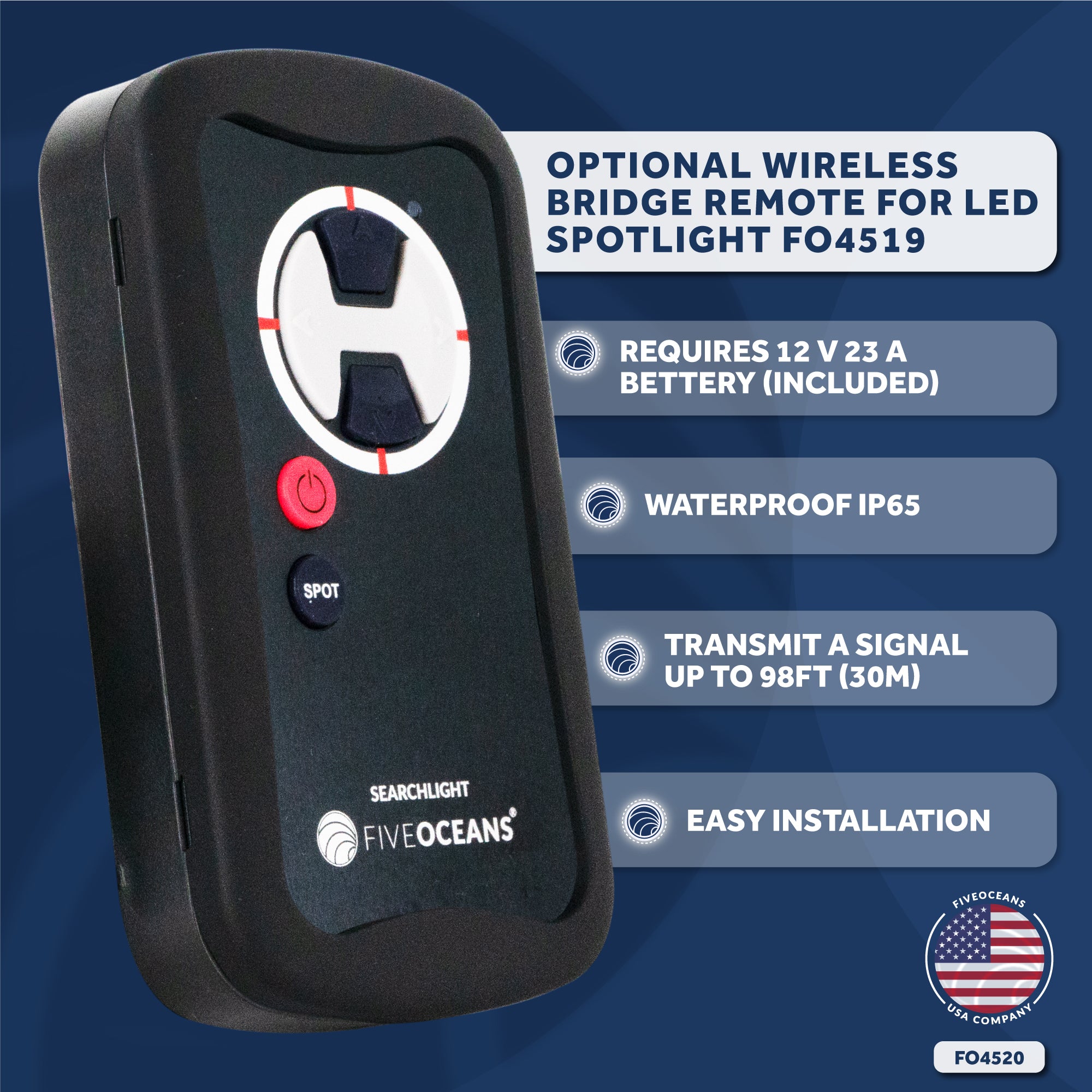 Second Station Wireless Remote Control 12V,  Compatible with Searchlight (FO4519) - FO4520 - Five Oceans