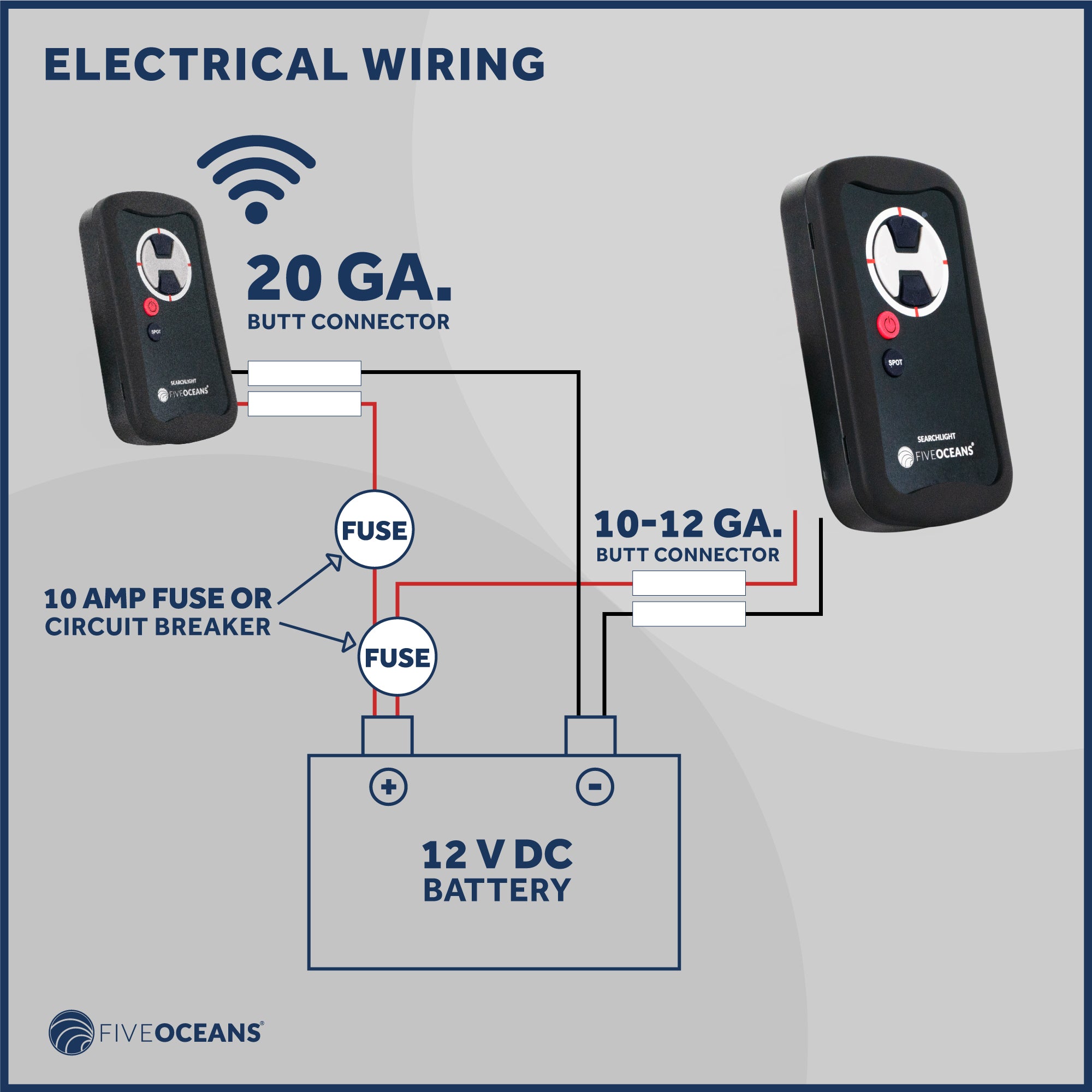 Second Station Wireless Remote Control 12V,  Compatible with Searchlight (FO4519) - FO4520 - Five Oceans