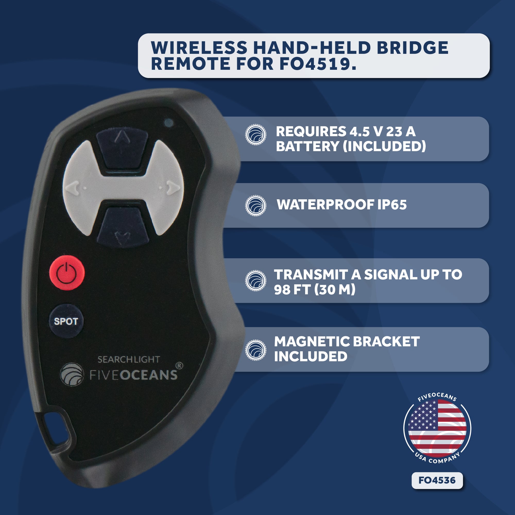 Wireless Hand Held Bridge Remote for Spotlight FO-4519 - FO4536 - Five Oceans