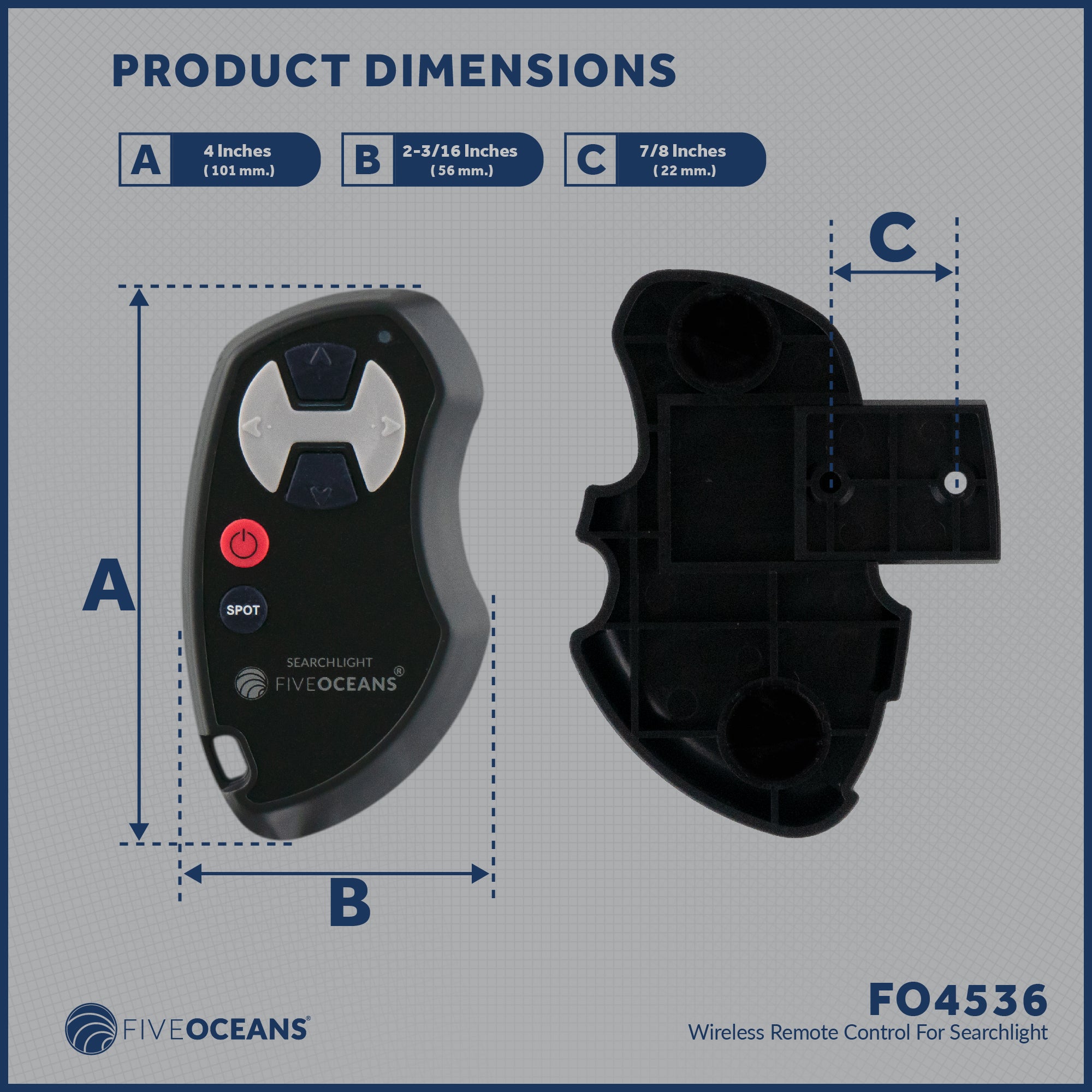 Wireless Hand Held Bridge Remote for Spotlight FO-4519 - FO4536 - Five Oceans