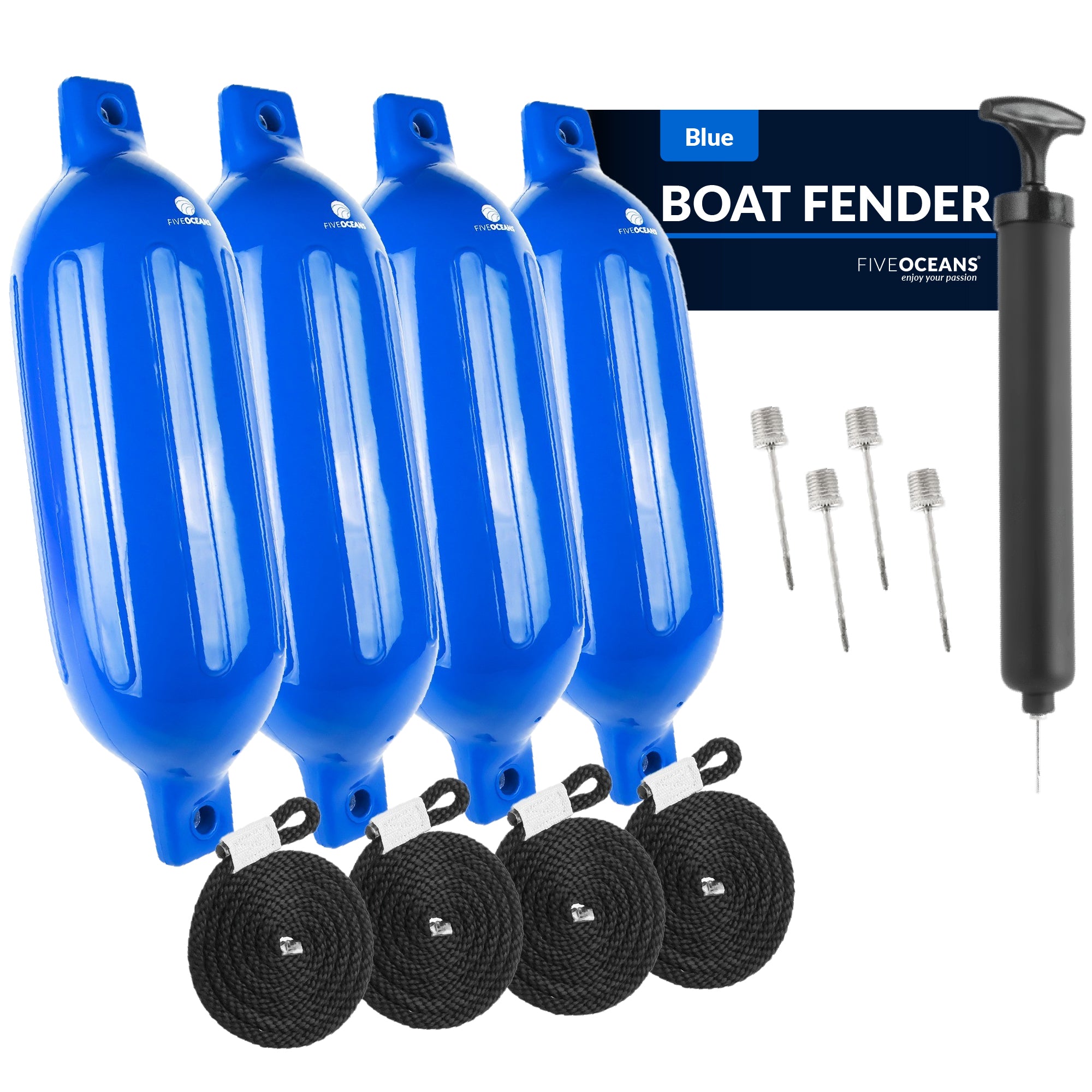 Boat Fenders, 4 Pack Blue 6.5x23" - FO4542