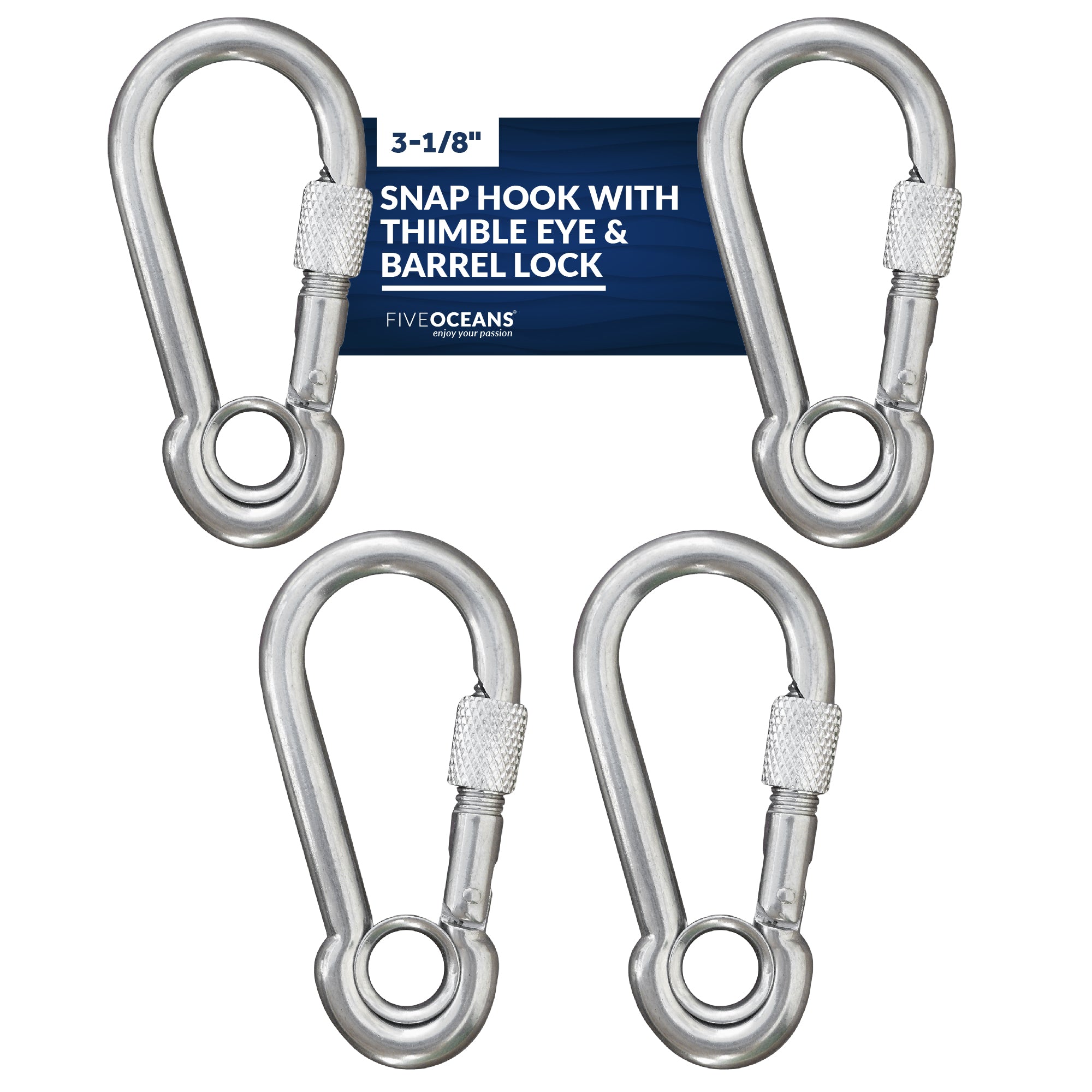 Snap Hook with Thimble Eye & Barrel Lock, 3-1/8" - FO455-M4