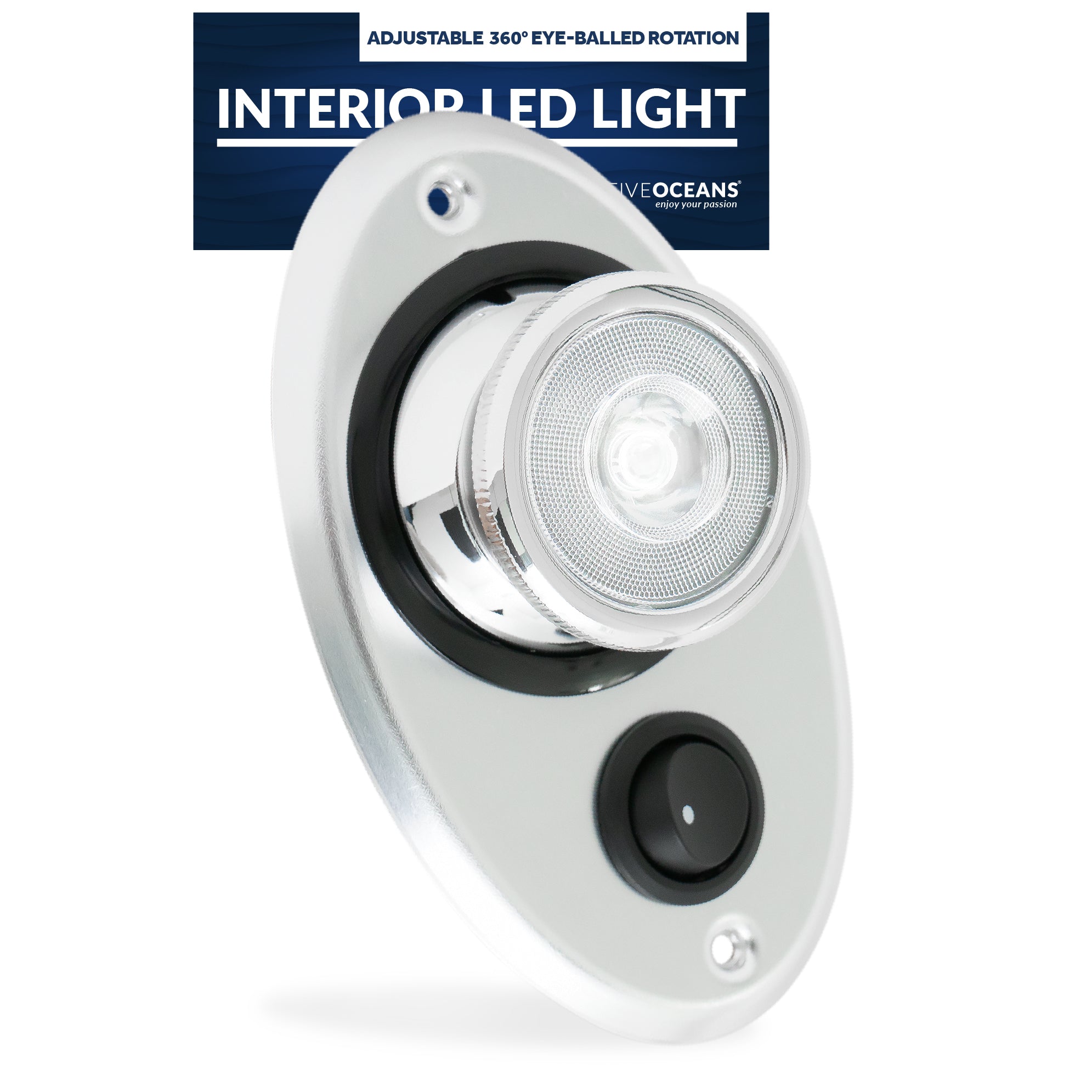 Interior LED light with Adjustable 360 Degree Eye-Balled Rotation, On/Off Rocker Switch - FO4596