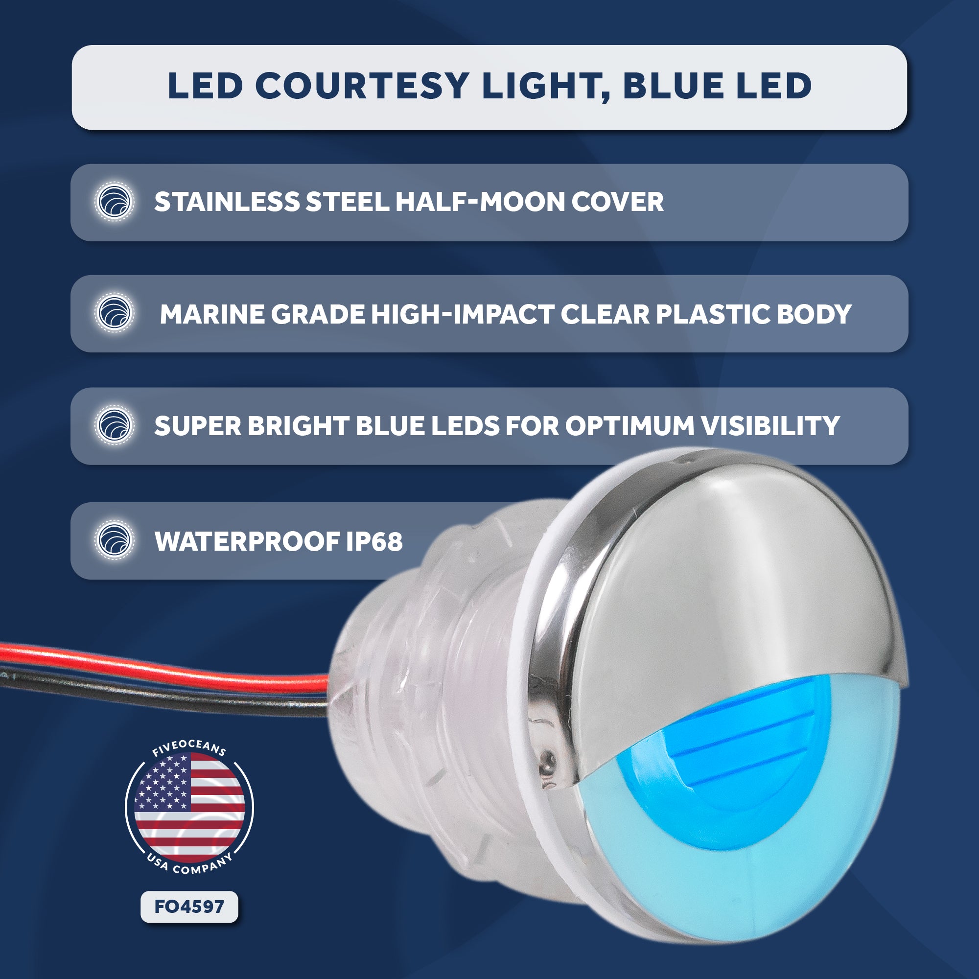 Livewell Courtesy Light, Round Accent, Blue LED - FO4597