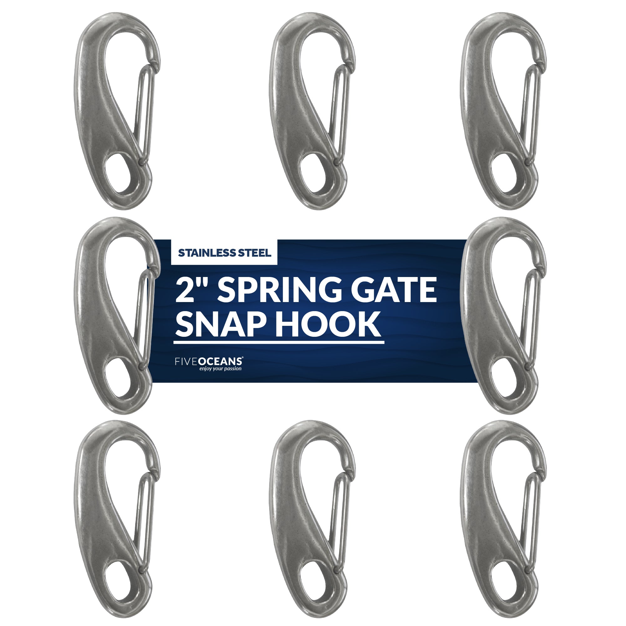 Spring Gate Snap Hook, 2" Stainless Steel 8-Pack - FO461-M8
