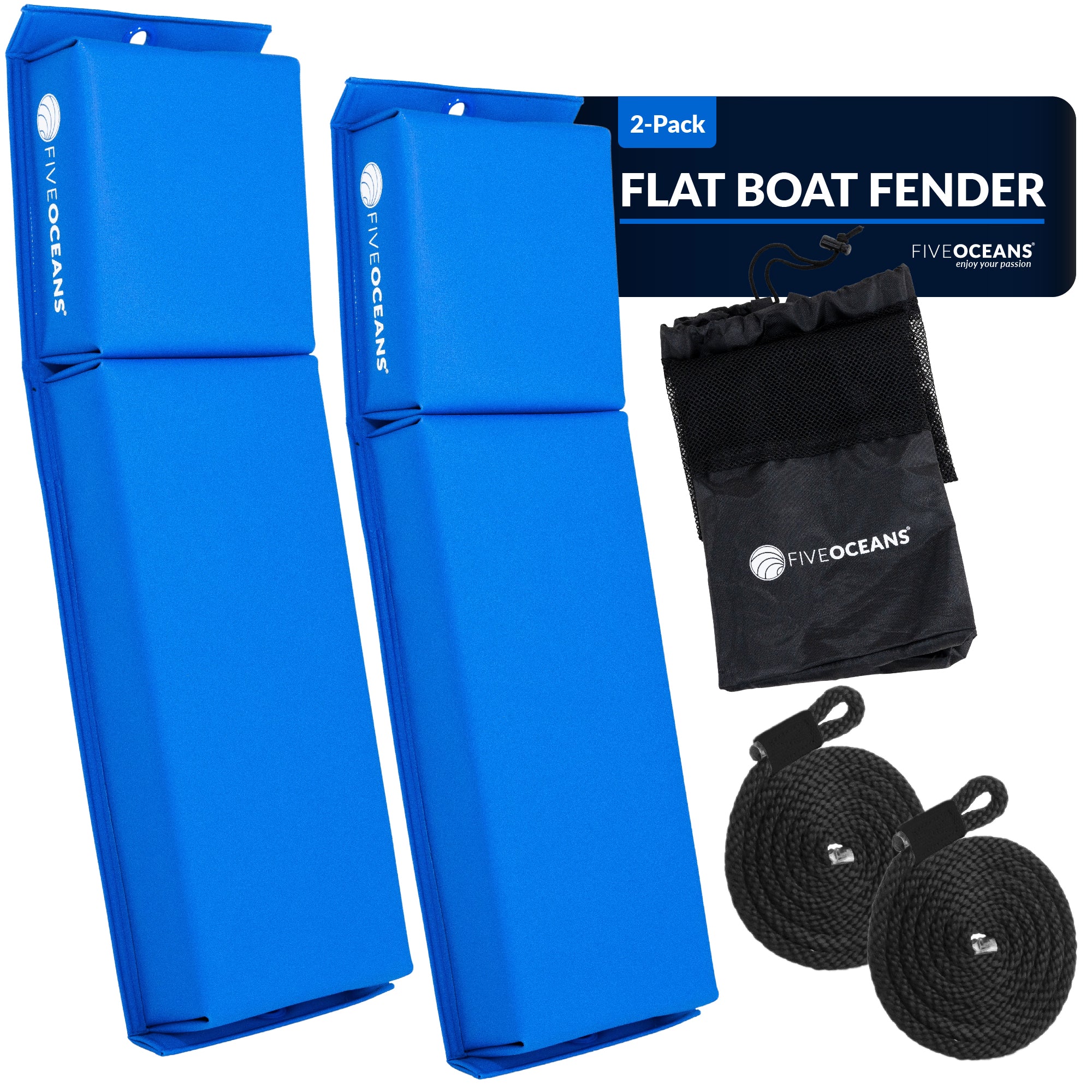 Boat Contour Fender 23-1/2" x 6-7/8" x 2-1/2", Blue, 2-Pack - FO4613