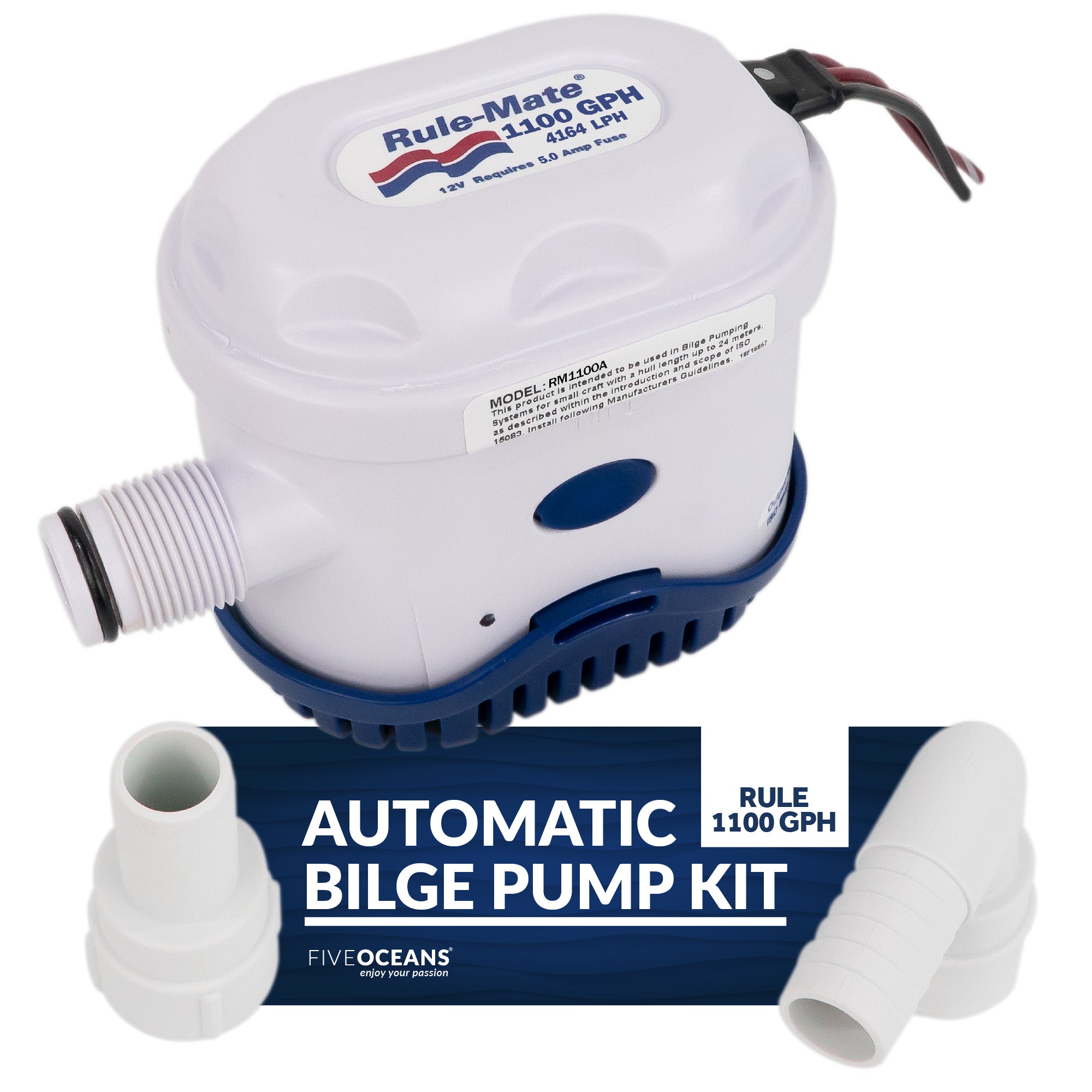 Automatic Bilge Pump  1100 GPH / 4164 LPH, 1 1/8" Outlet, Model RM500A - FO4647
