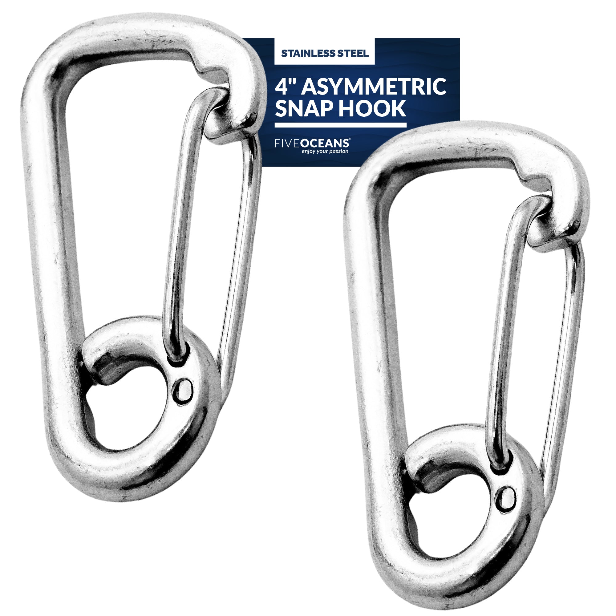 Asymmetric Snap Hook, Stainless Steel, 4" 2-Pack - FO466-M2