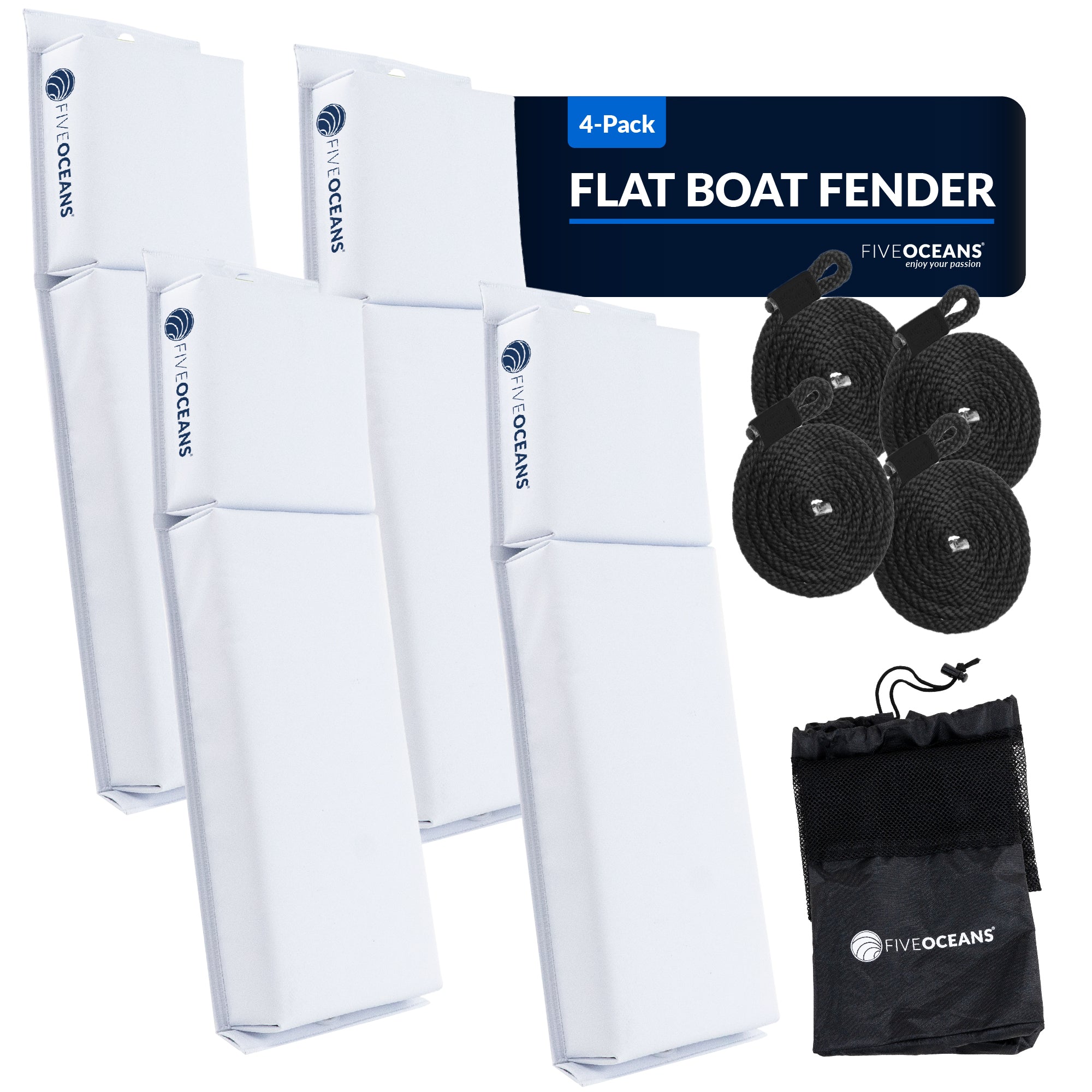 Boat Contour Fender 23-1/2" x 6-7/8" x 2-1/2", White, 4-Pack - FO4681