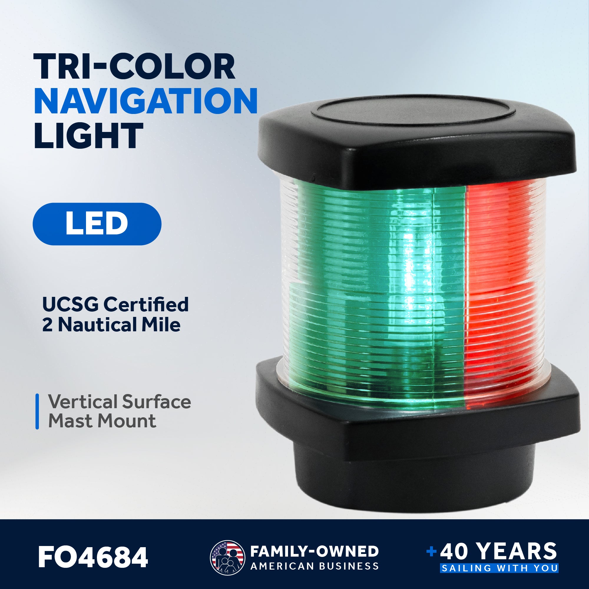 Tri-Color Navigation Light, Vertical Mount - FO-4684
