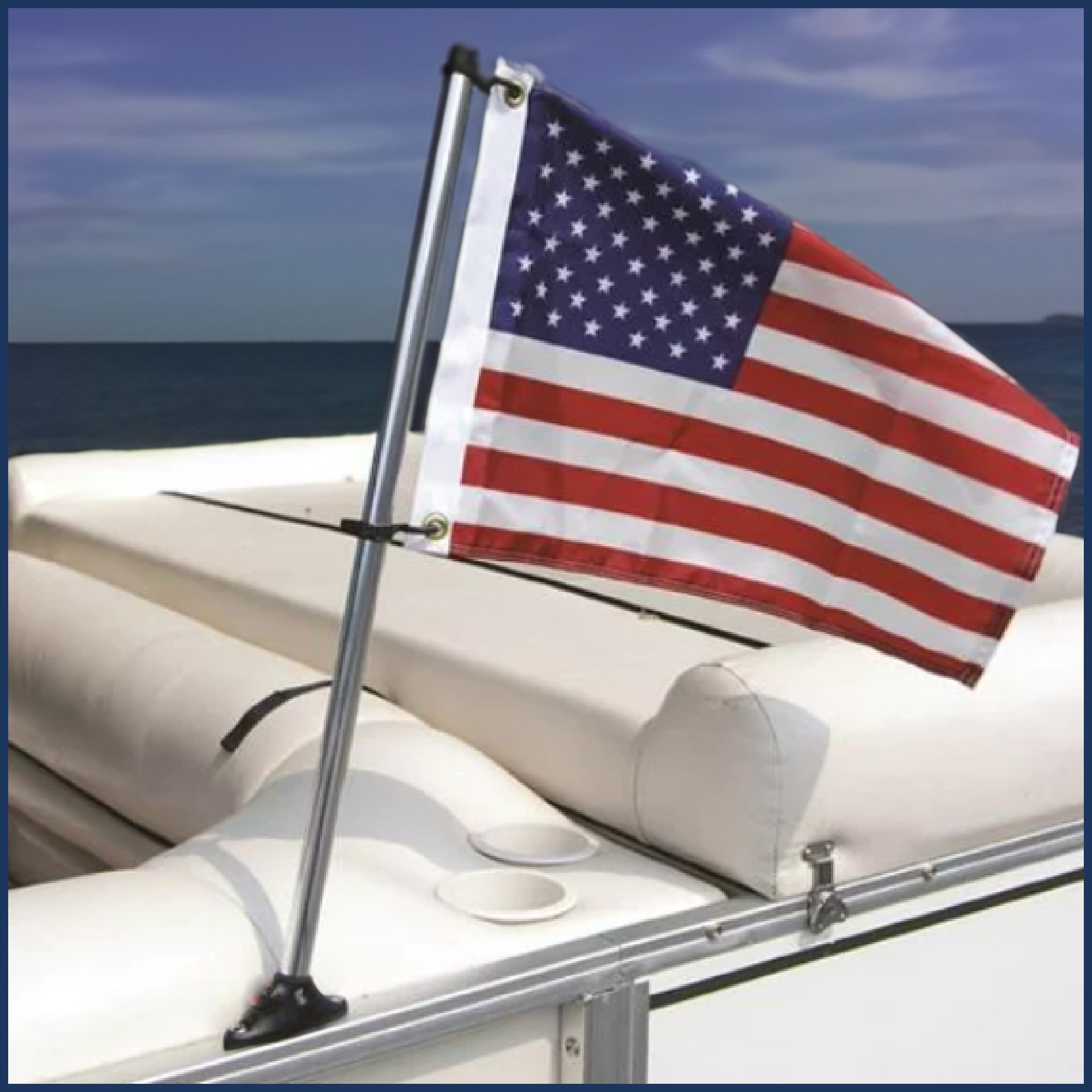 Boat Flag Pole Kit with American Flag 12"x18"- FO4686