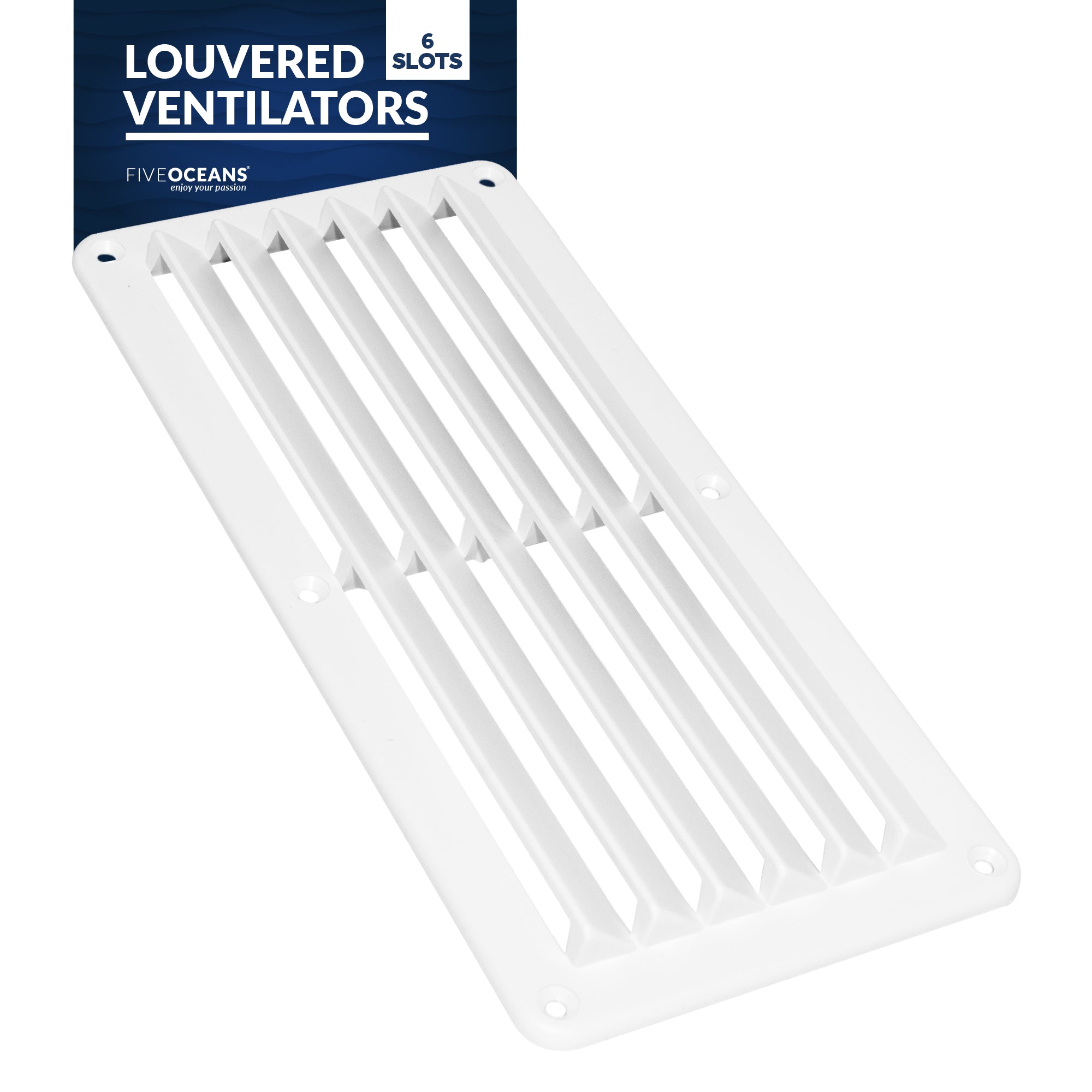 6-Slotted Louvered Ventilators, 4-7/8-Inch x 10-1/4-Inch, White ABS Plastic - FO590 - Five Oceans