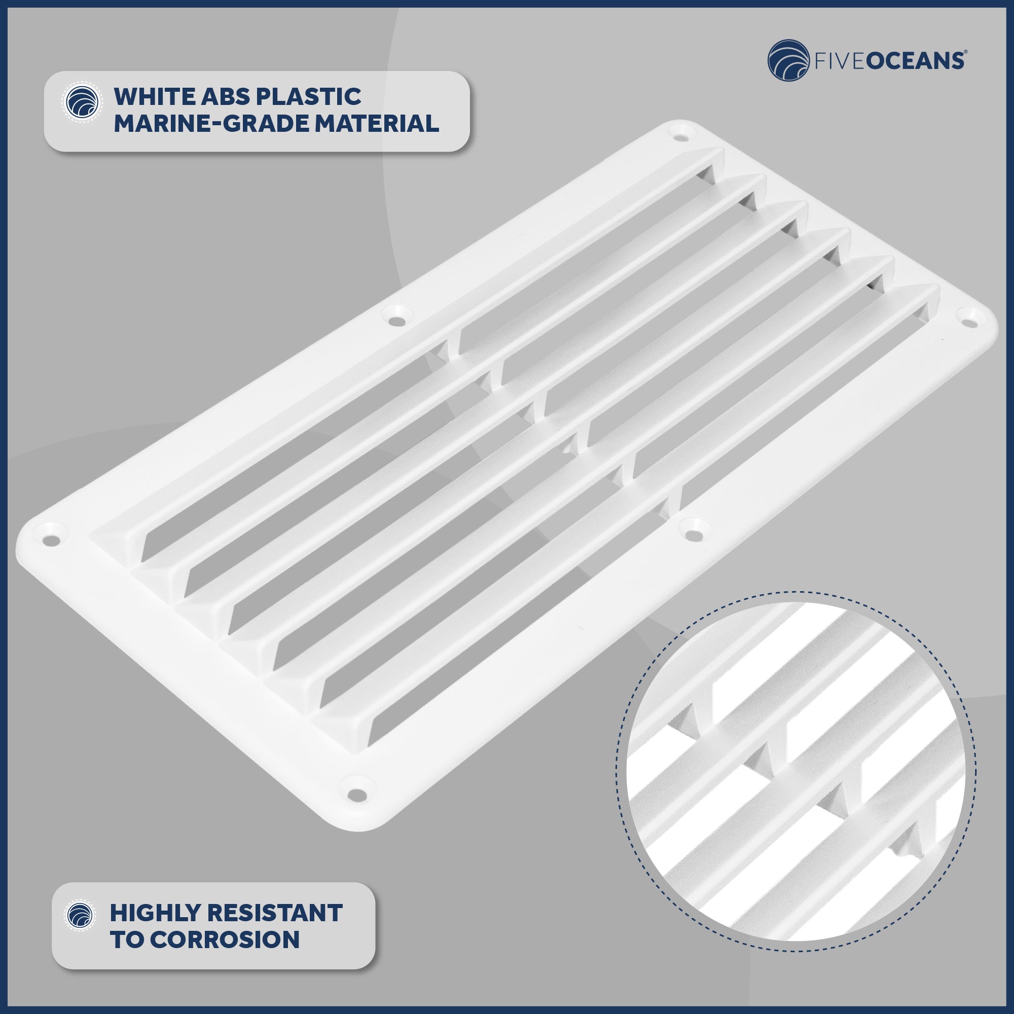 6-Slotted Louvered Ventilators, 4-7/8-Inch x 10-1/4-Inch, White ABS Plastic - FO590