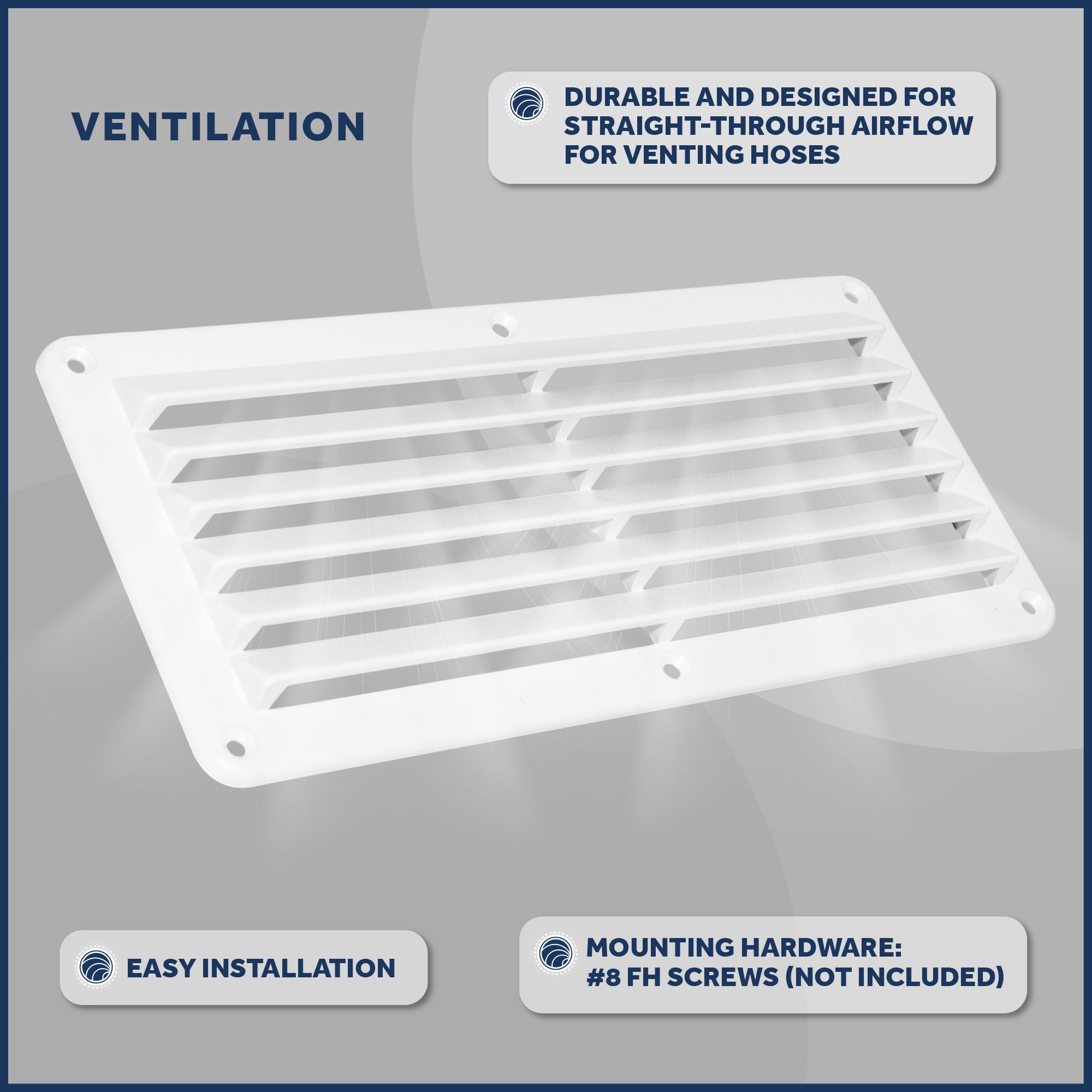 6-Slotted Louvered Ventilators, 4-7/8-Inch x 10-1/4-Inch, White ABS Plastic - FO590