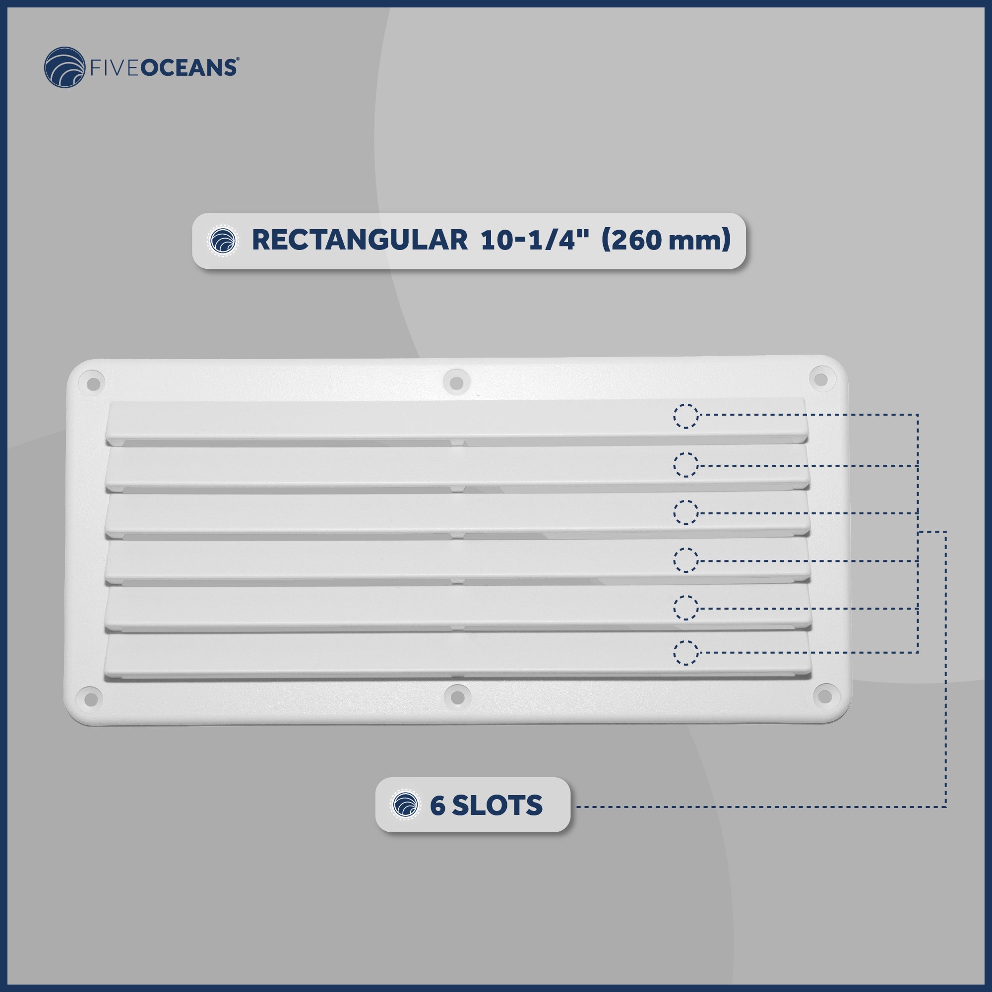 6-Slotted Louvered Ventilators, 4-7/8-Inch x 10-1/4-Inch, White ABS Plastic - FO590