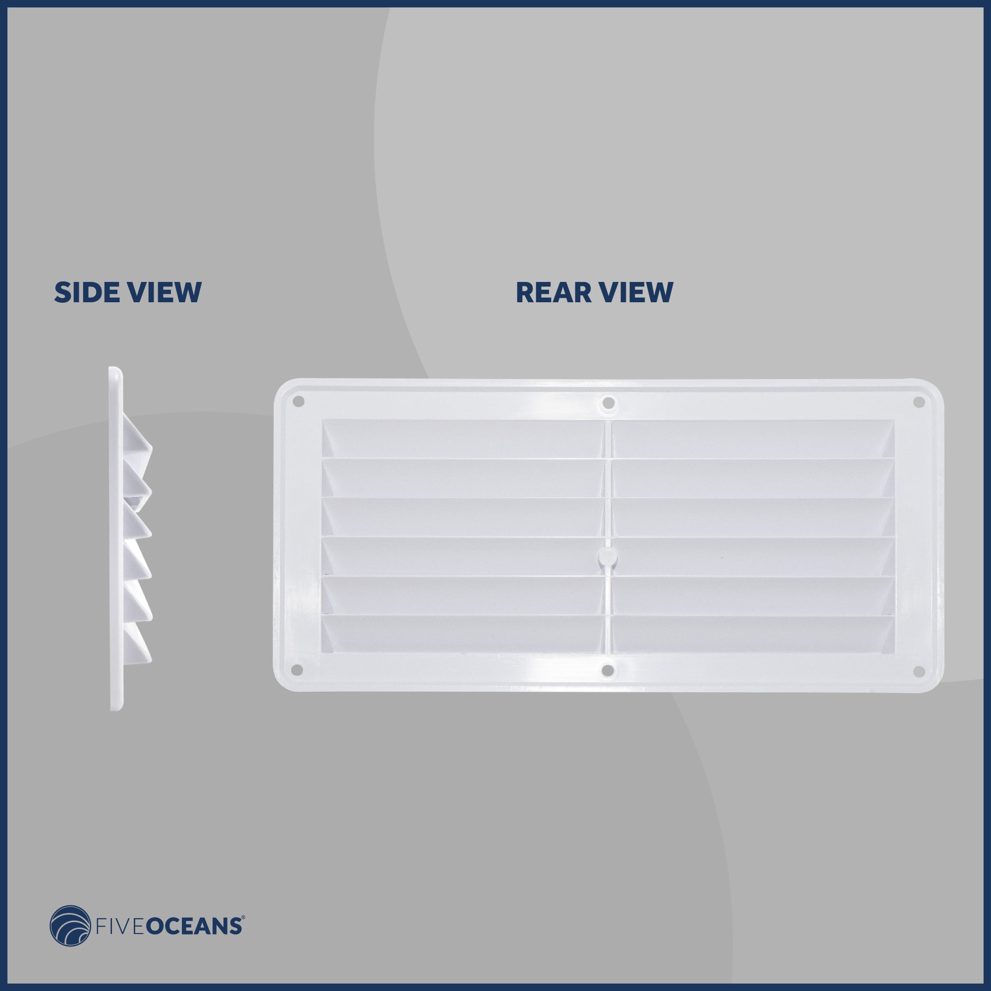 6-Slotted Louvered Ventilators, 4-7/8-Inch x 10-1/4-Inch, White ABS Plastic - FO590